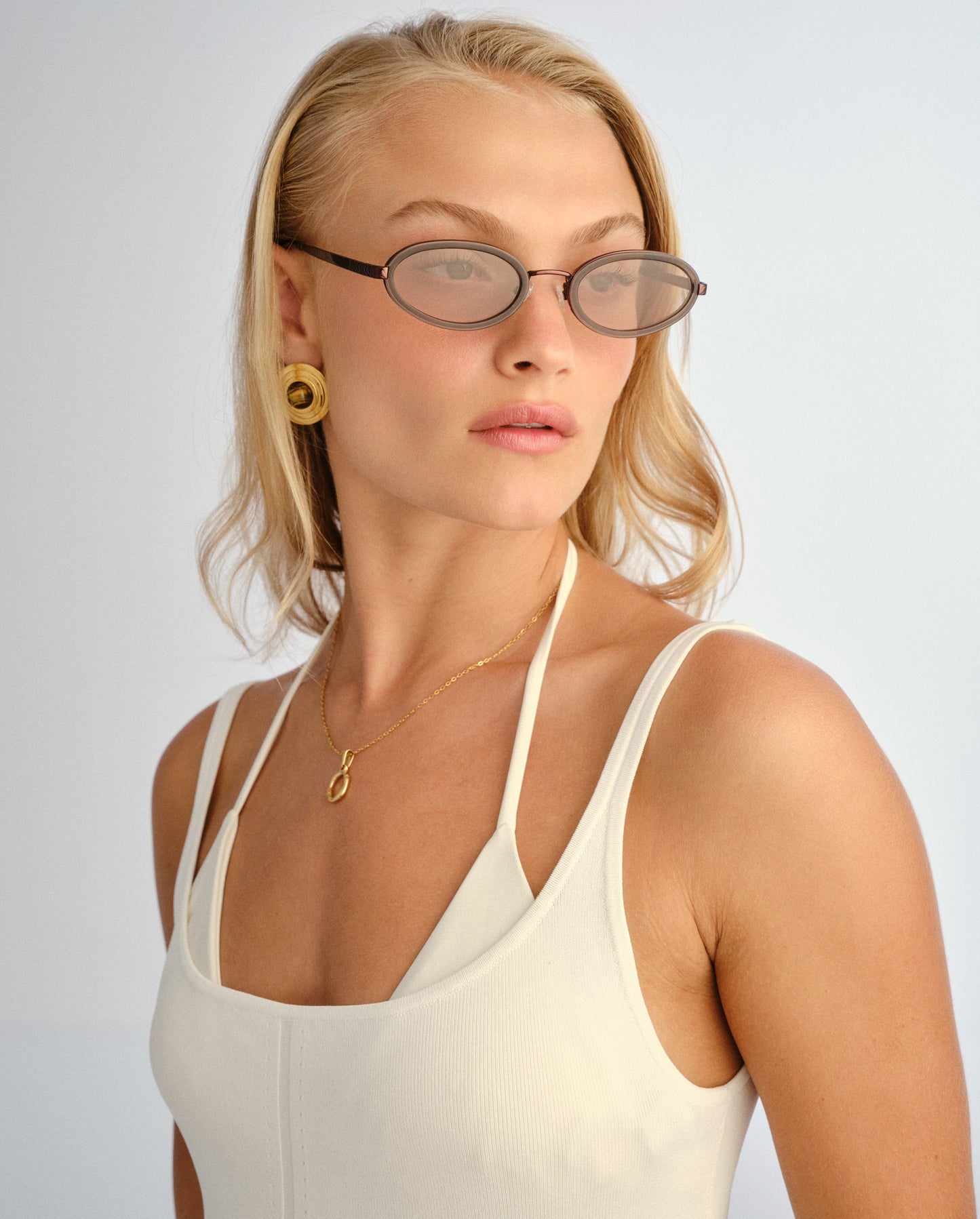 The Sage Bronze Female Oval Sunglasses | Luv Lou