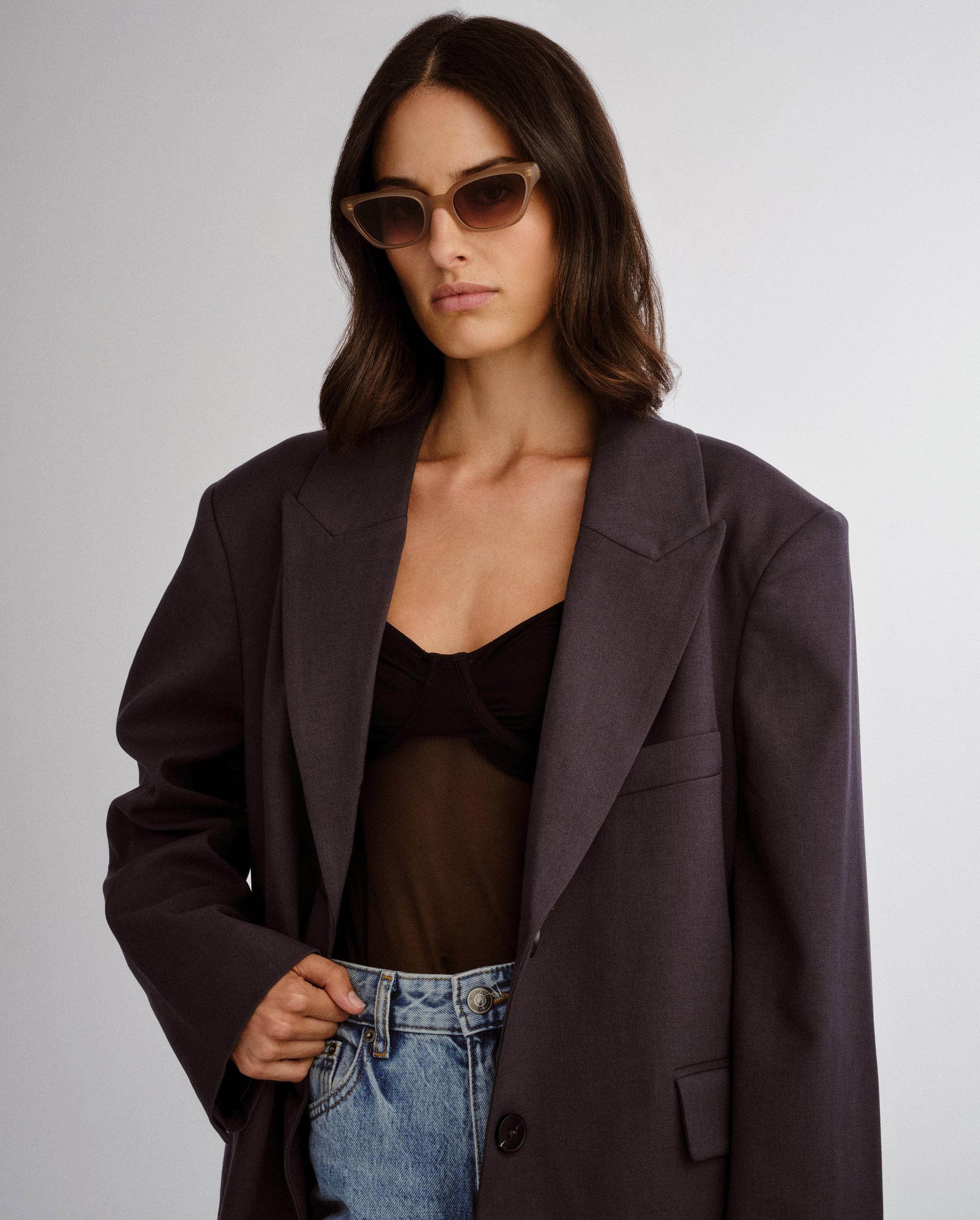 The Drew Bisque Female Cat-Eye Sunglasses | Luv Lou