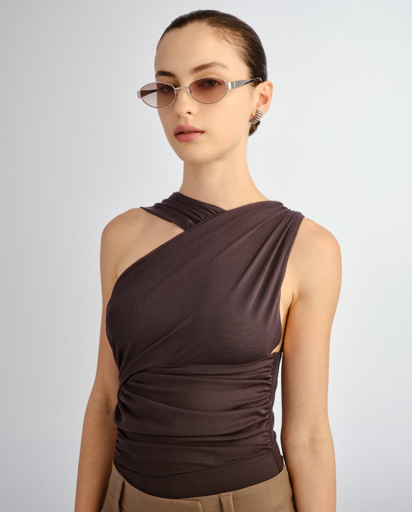 The Boston Crystal Silver Female Oval Sunglasses | Luv Lou