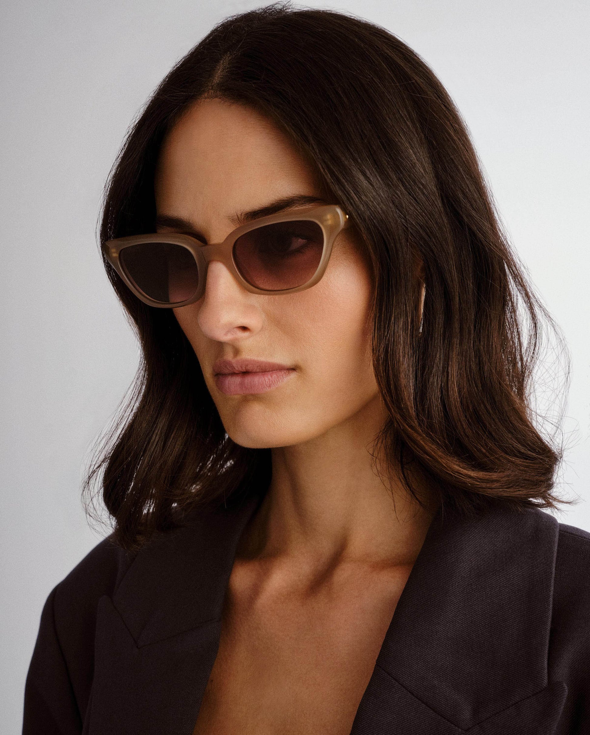 The Drew Bisque Female Cat-Eye Sunglasses | Luv Lou