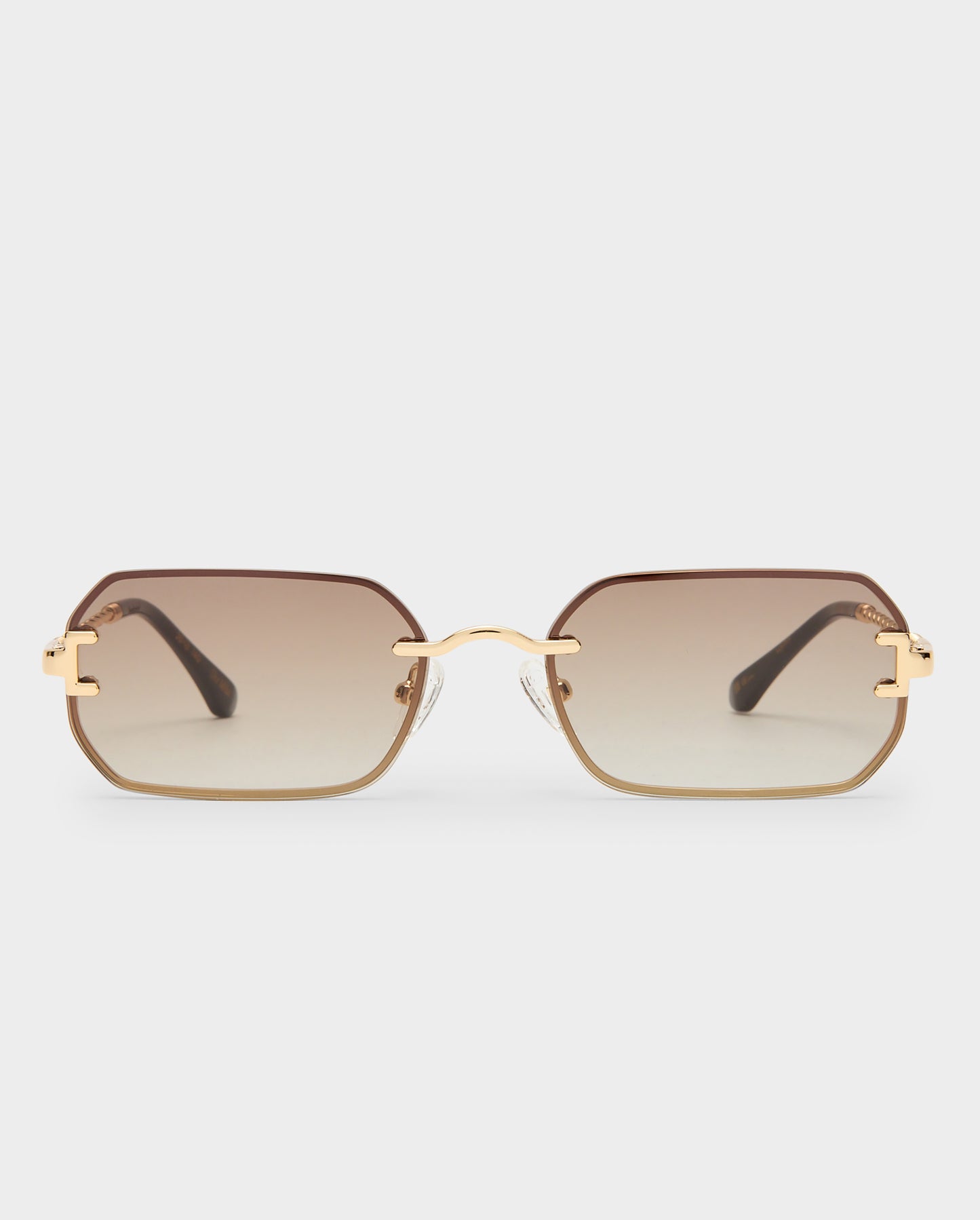 The Mila Gold Female Rectangle Sunglasses | Luv Lou