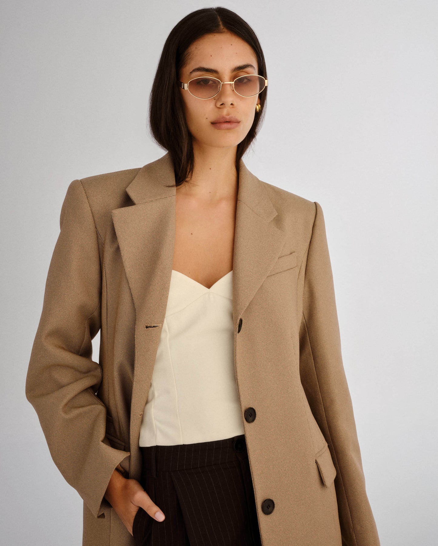 The Boston Tan Female Oval Sunglasses | Luv Lou