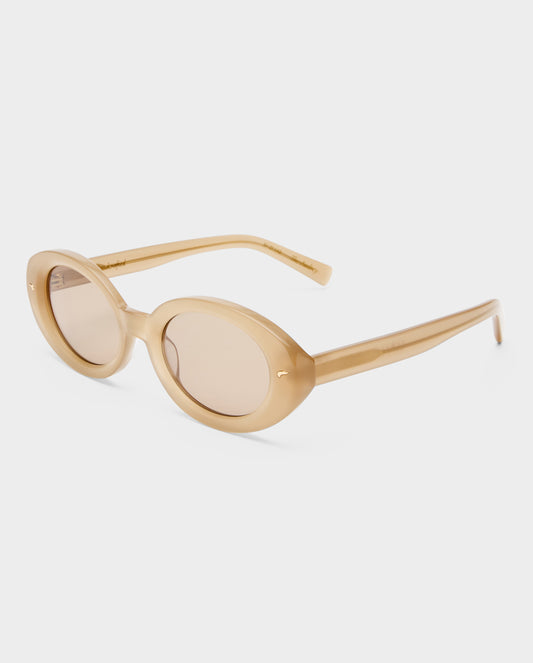 The Audrey Bisque Female Oval Sunglasses | Luv Lou