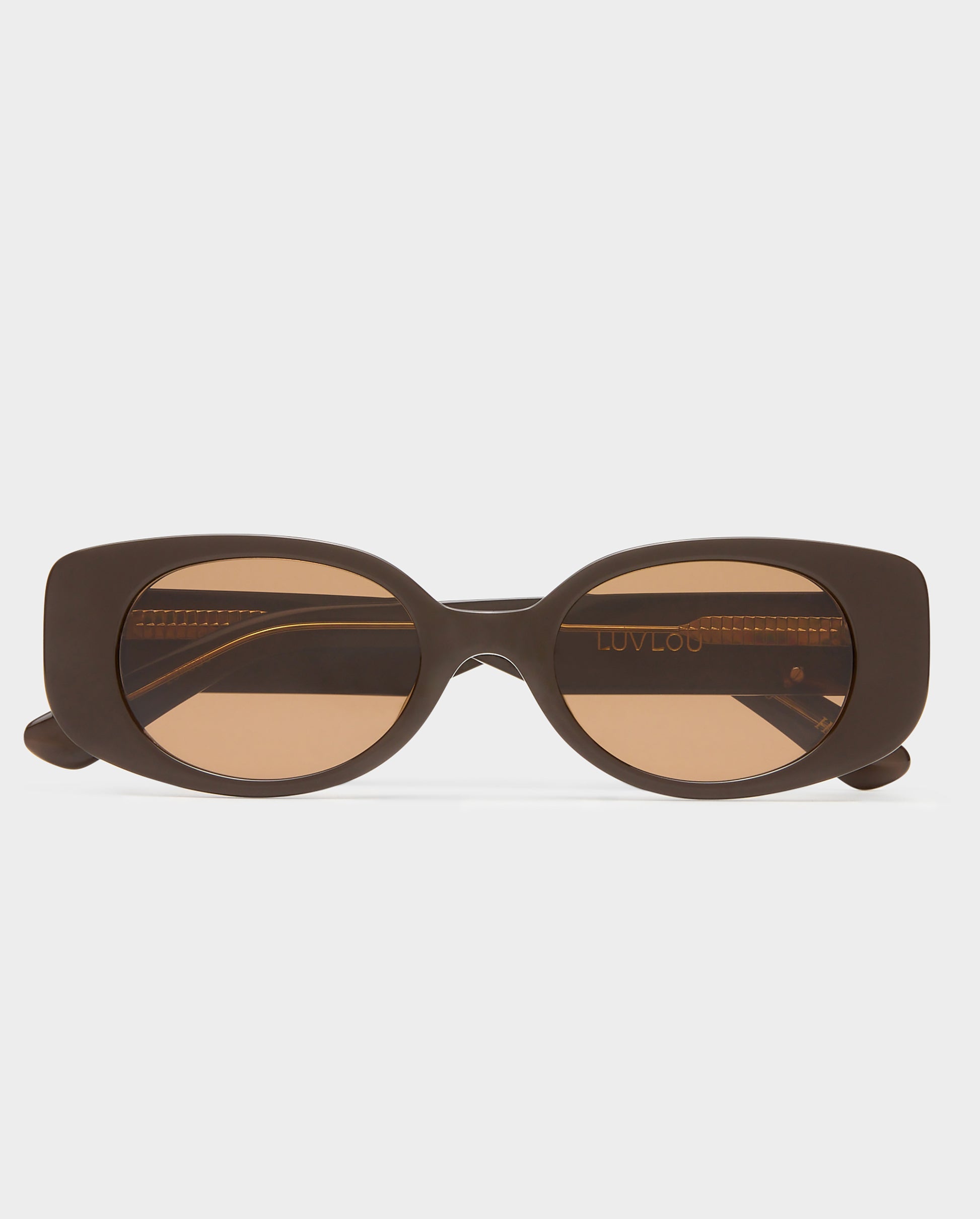 The Helena Dark Chocolate Female Rectangle Sunglasses | Luv Lou