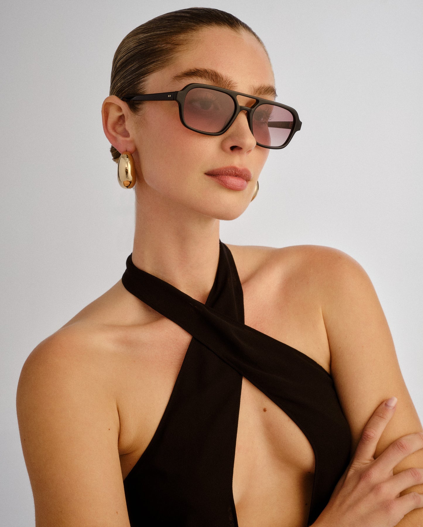 The Dusty Black Female Aviator Sunglasses | Luv Lou