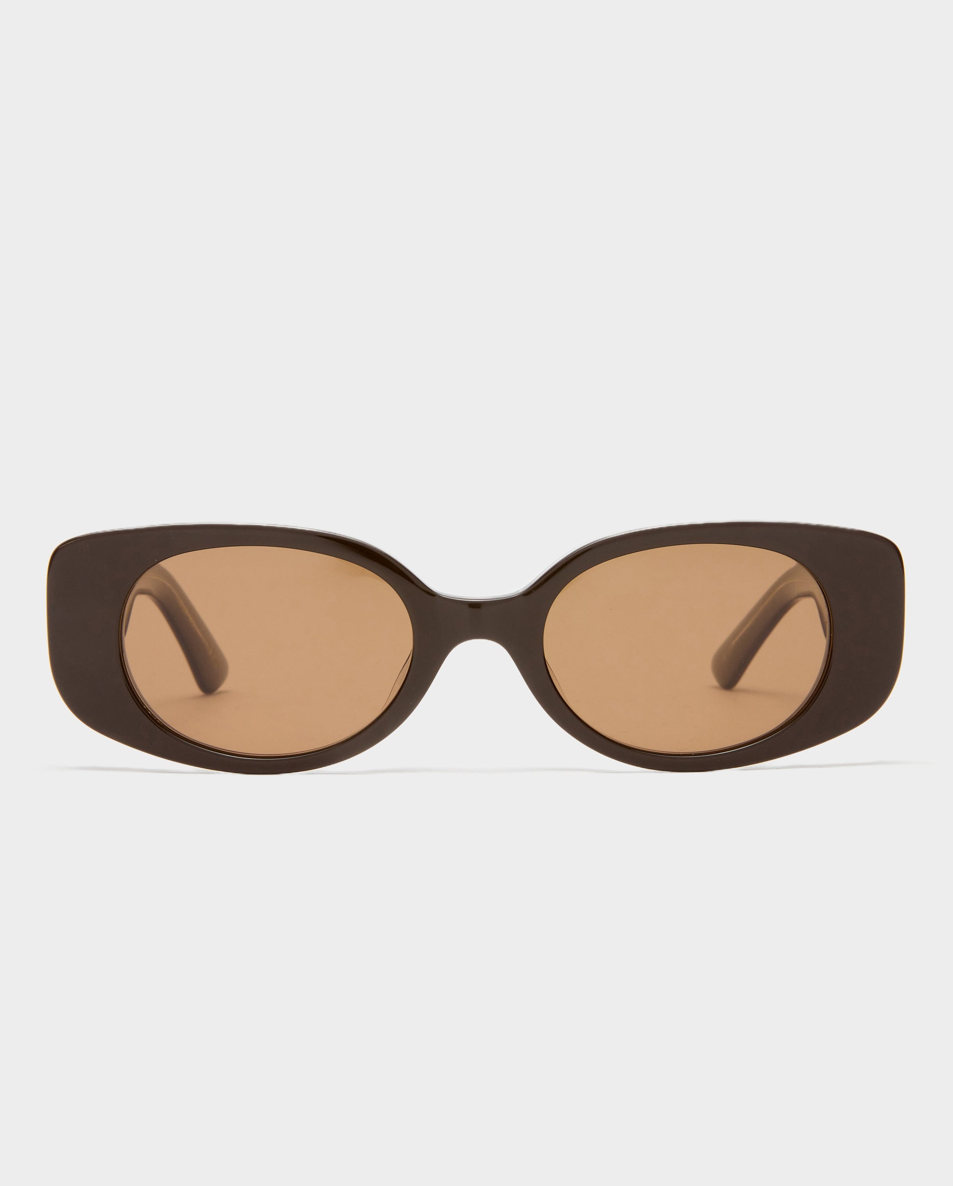 The Helena Dark Chocolate Female Rectangle Sunglasses | Luv Lou