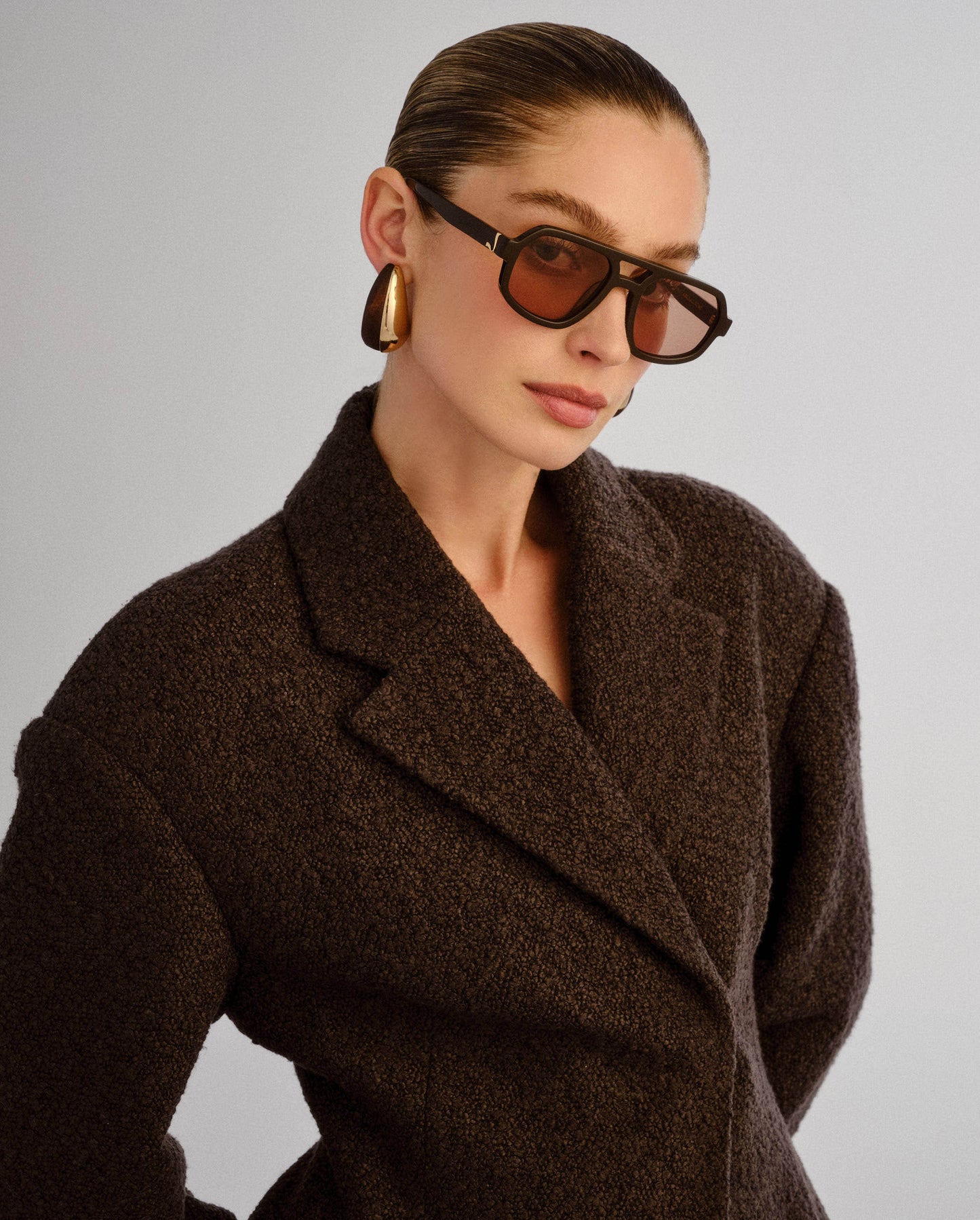 The Banks Dark Chocolate Female Aviator Sunglasses | Luv Lou
