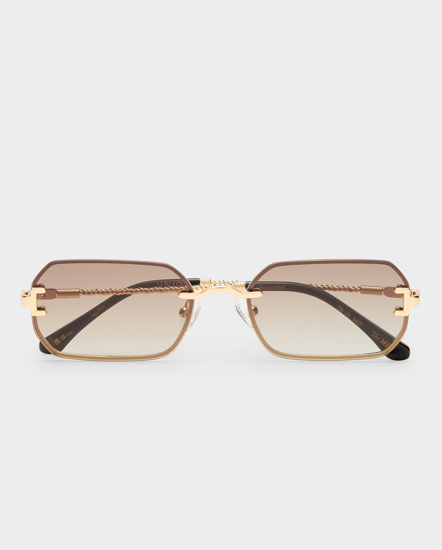 The Mila Gold Female Rectangle Sunglasses | Luv Lou