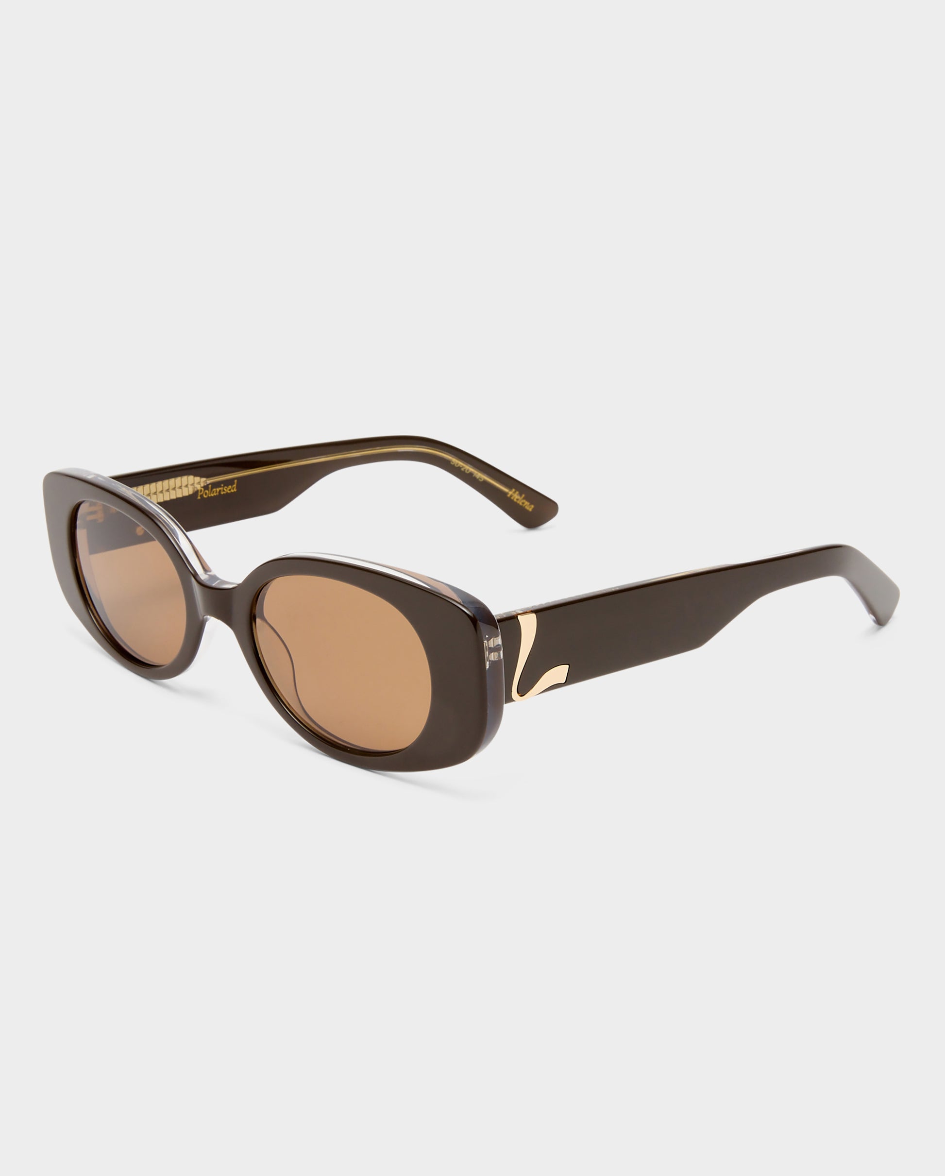 The Helena Dark Chocolate Female Rectangle Sunglasses | Luv Lou
