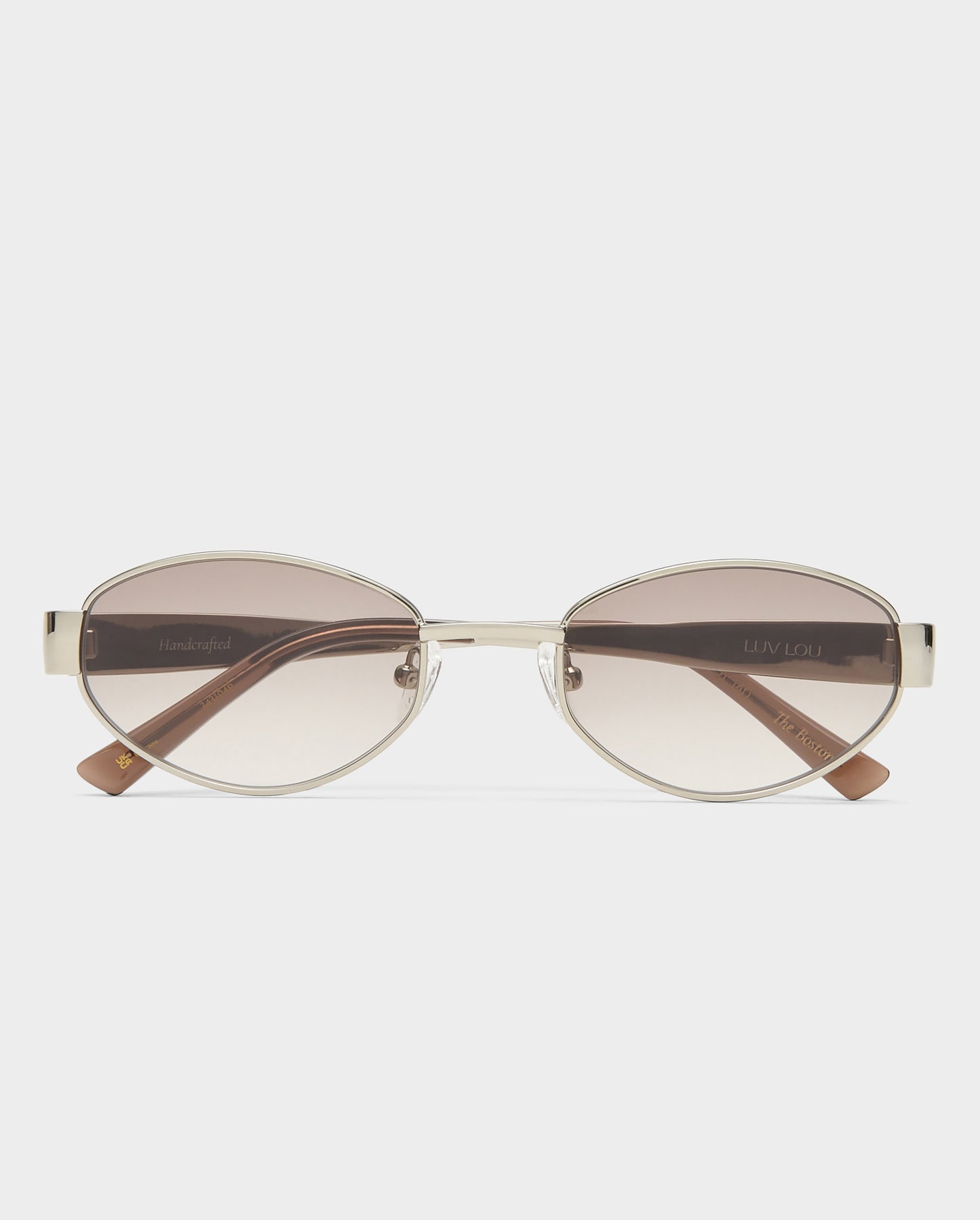 The Boston Crystal Silver Female Oval Sunglasses | Luv Lou