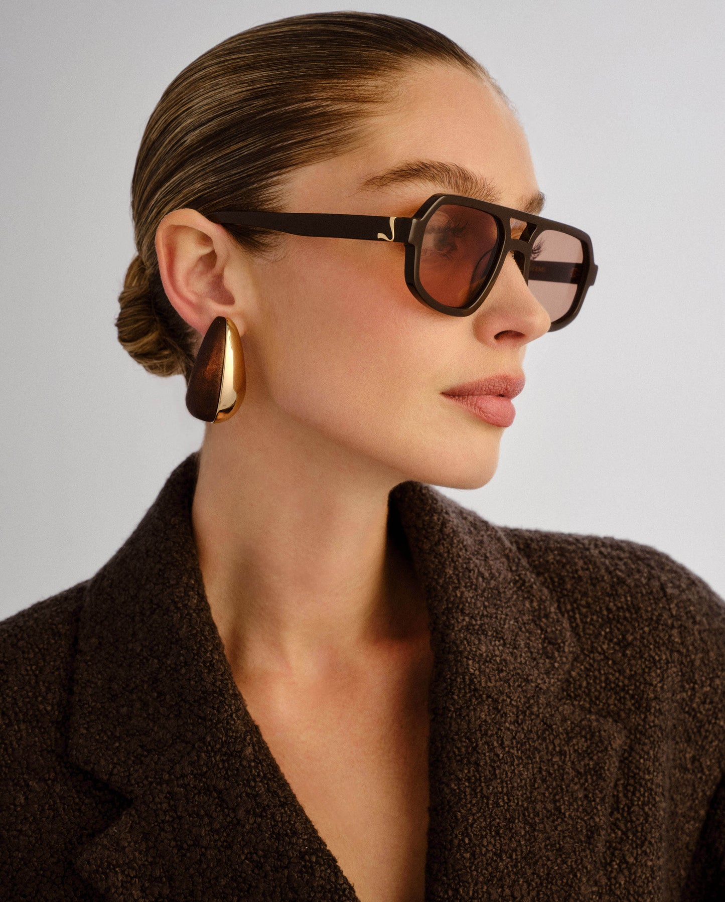 The Banks Dark Chocolate Female Aviator Sunglasses | Luv Lou