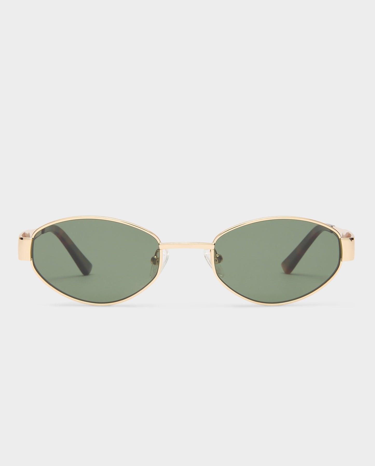 The Boston Shiny Gold Female Oval Sunglasses | Luv Lou