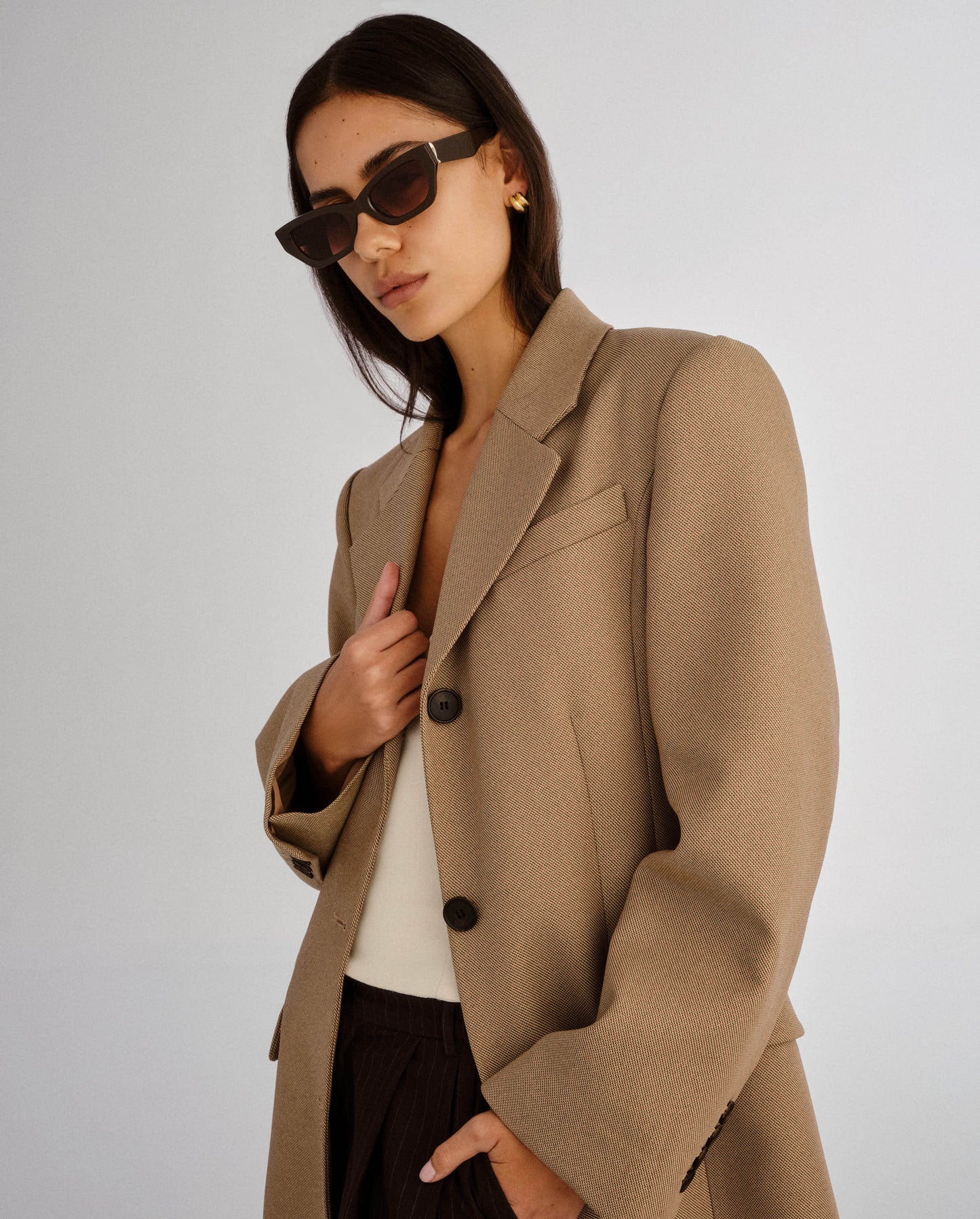 The Sutton Dark Chocolate Female Cat-Eye Sunglasses | Luv Lou