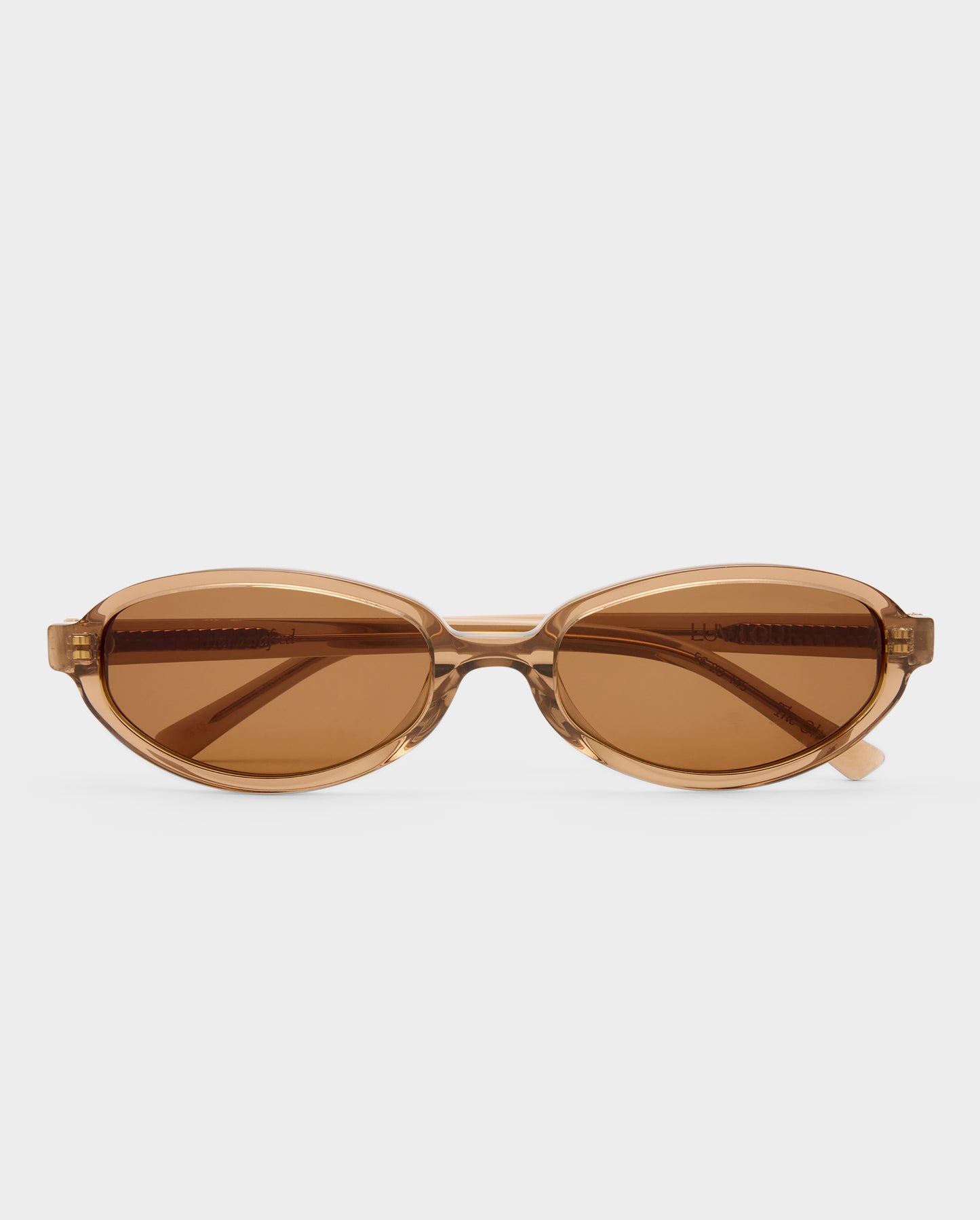 The Olive Chocolate Crystal Female Oval Sunglasses | Luv Lou