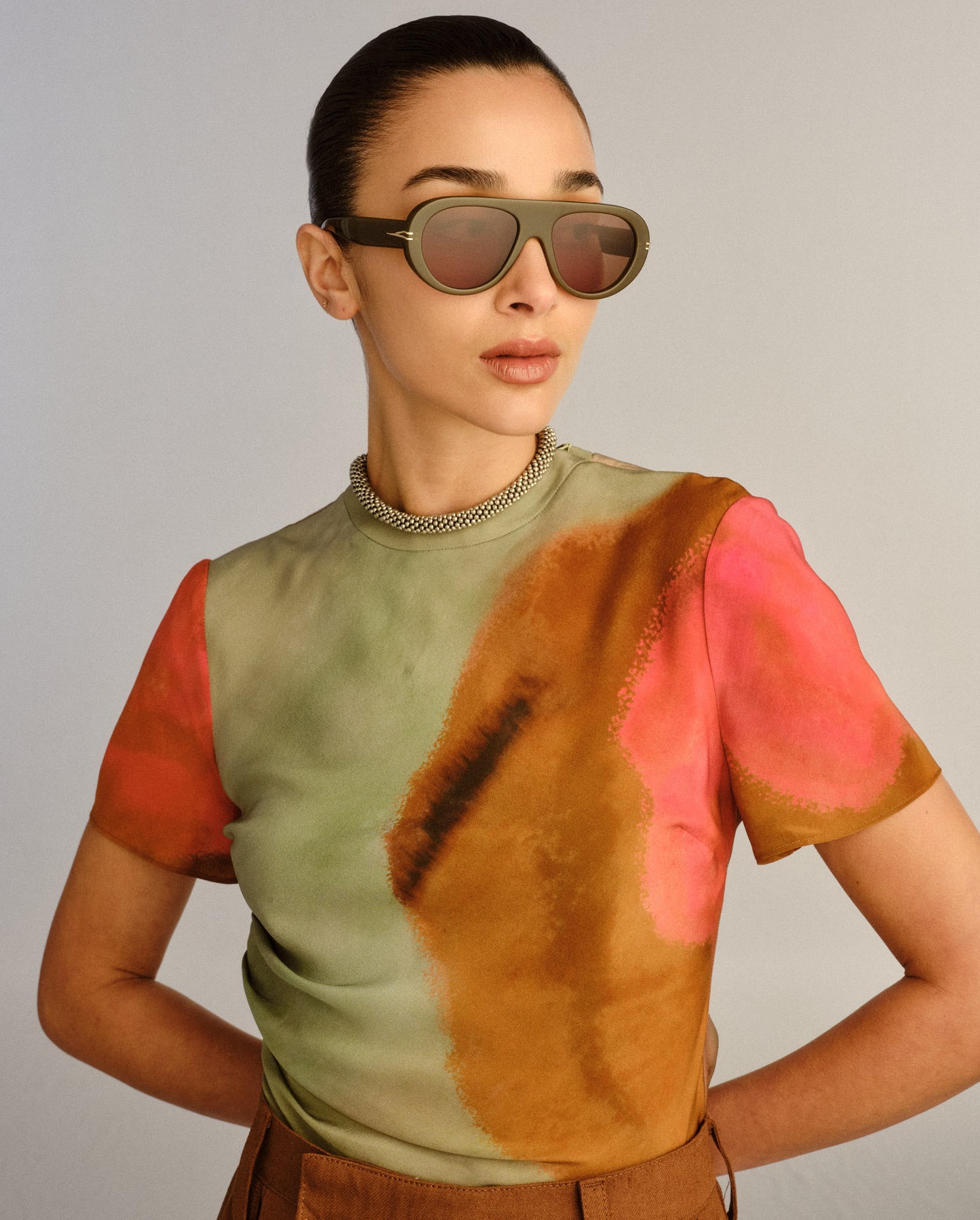 The Ash Khaki Female Aviator Sunglasses | Luv Lou