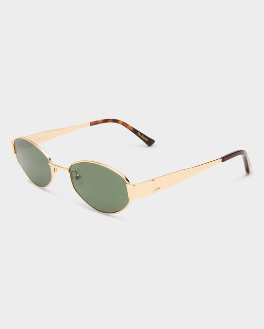 The Boston Shiny Gold Female Oval Sunglasses | Luv Lou