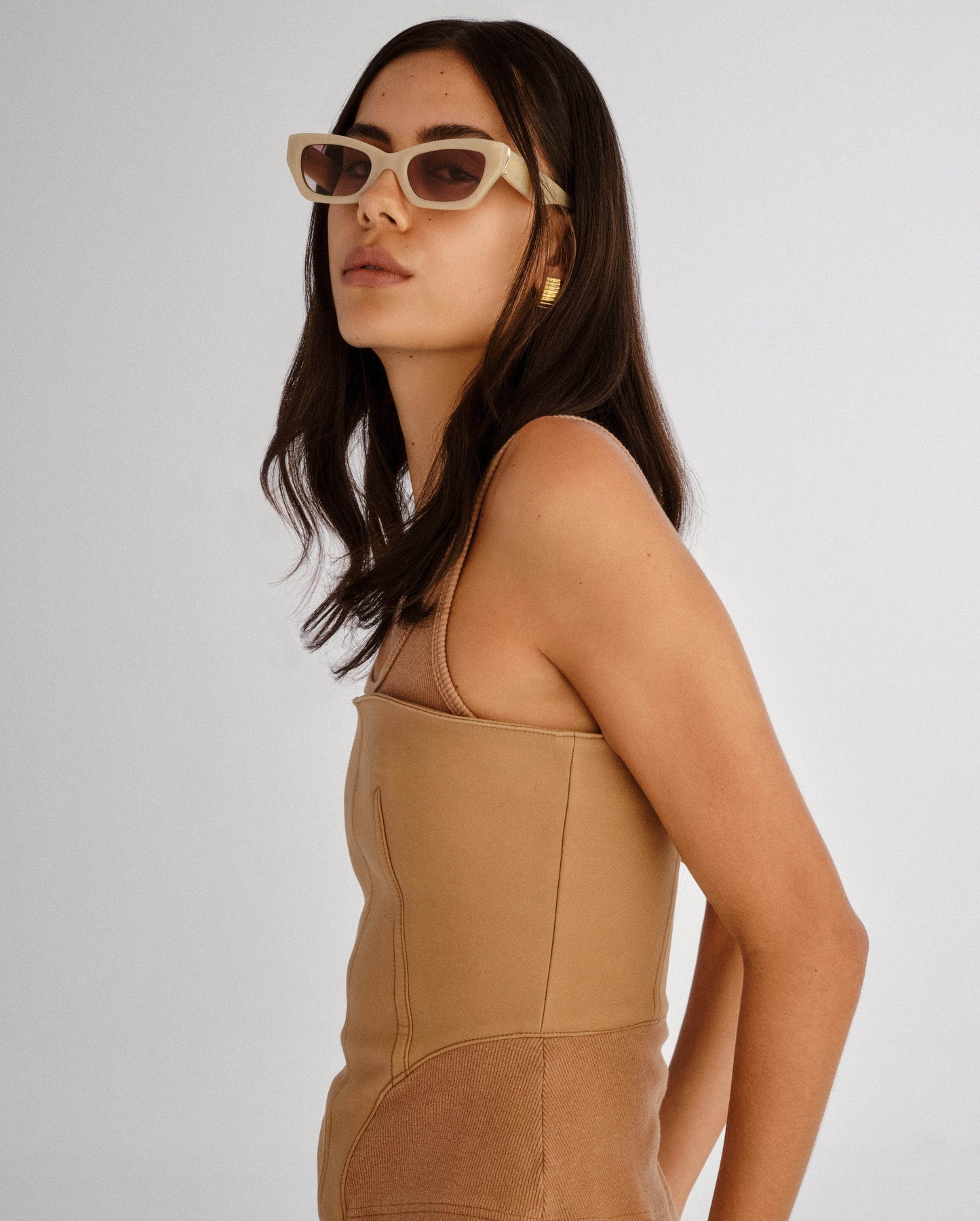 The Sutton Nude Haze Female Cat-Eye Sunglasses | Luv Lou