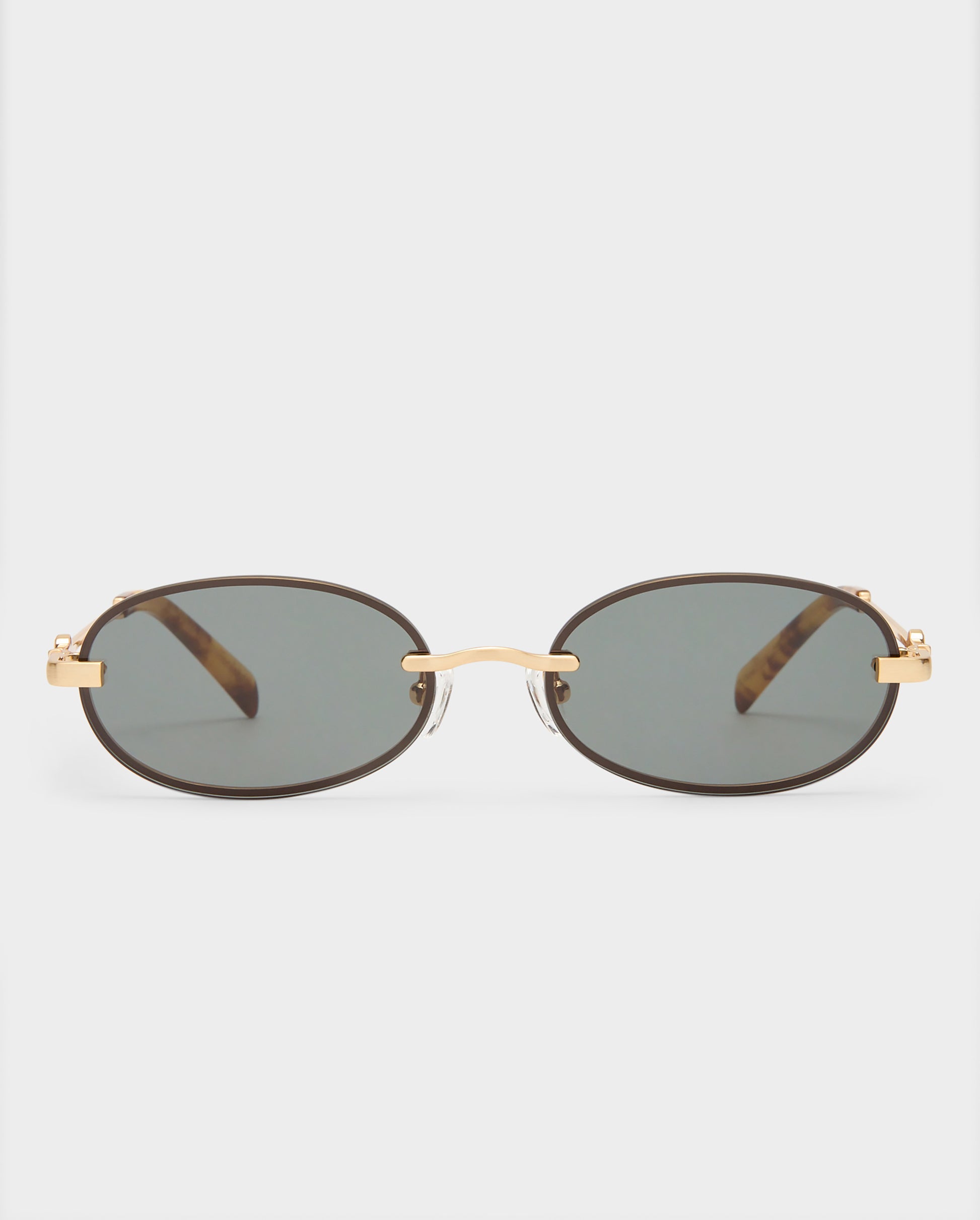 The Jean Brushed Gold Female Oval Sunglasses | Luv Lou