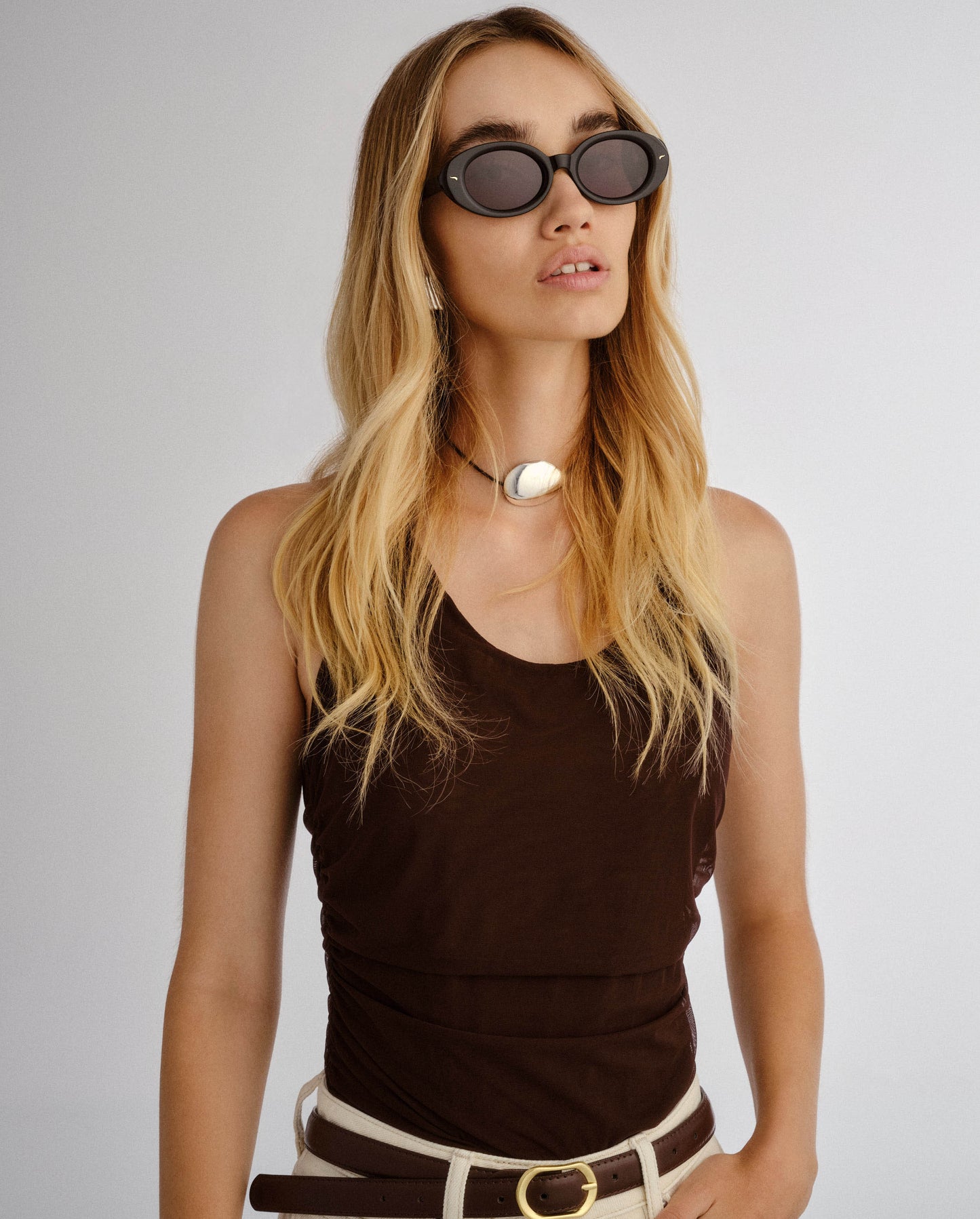 The Audrey Black Female Oval Sunglasses | Luv Lou
