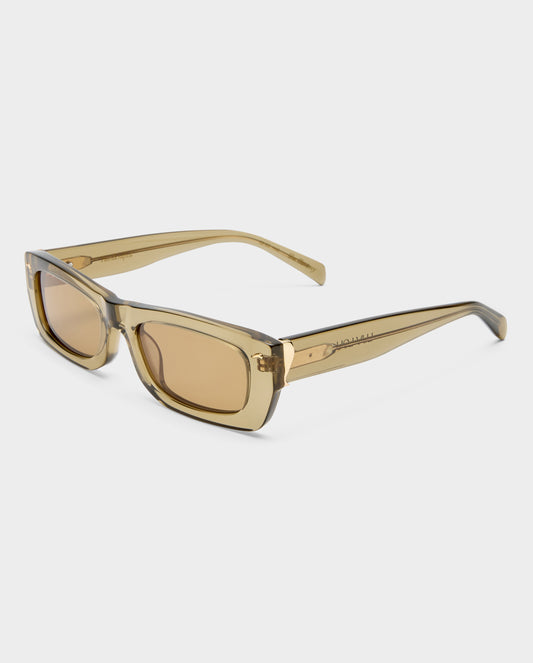 The Tommy Khaki Crystal Female Rectangle Sunglasses | Luv Lou