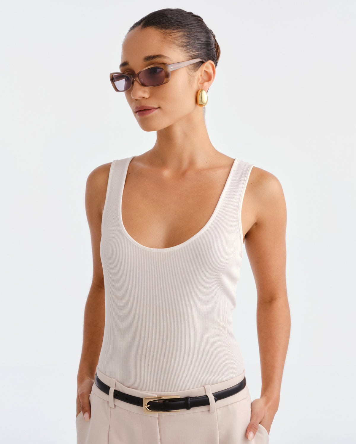 The Suki Smokey Haze Female Rectangle Sunglasses | Luv Lou