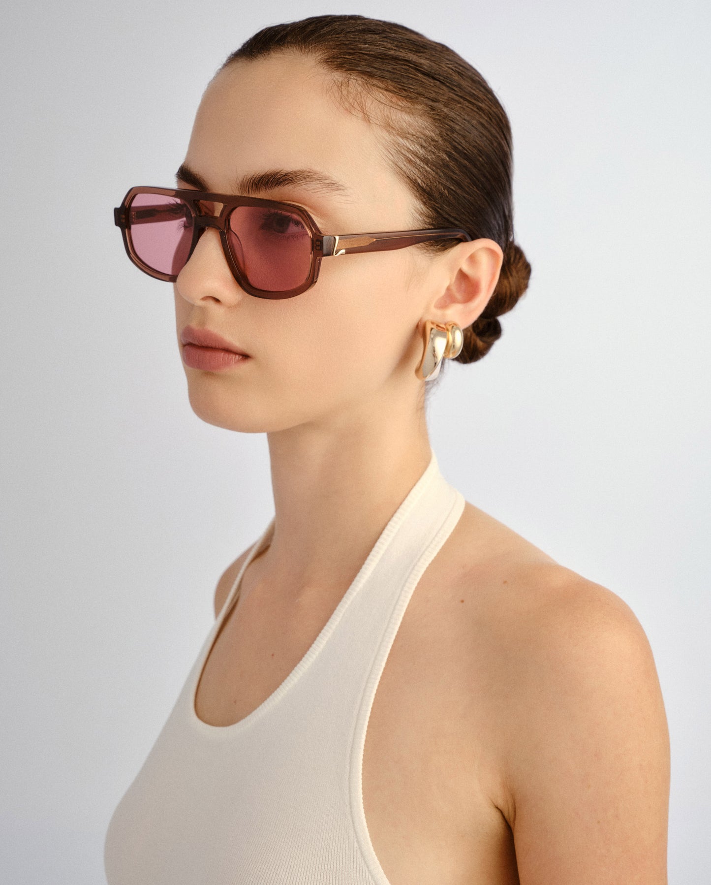 The Banks Crystal Burgundy Female Aviator Sunglasses | Luv Lou
