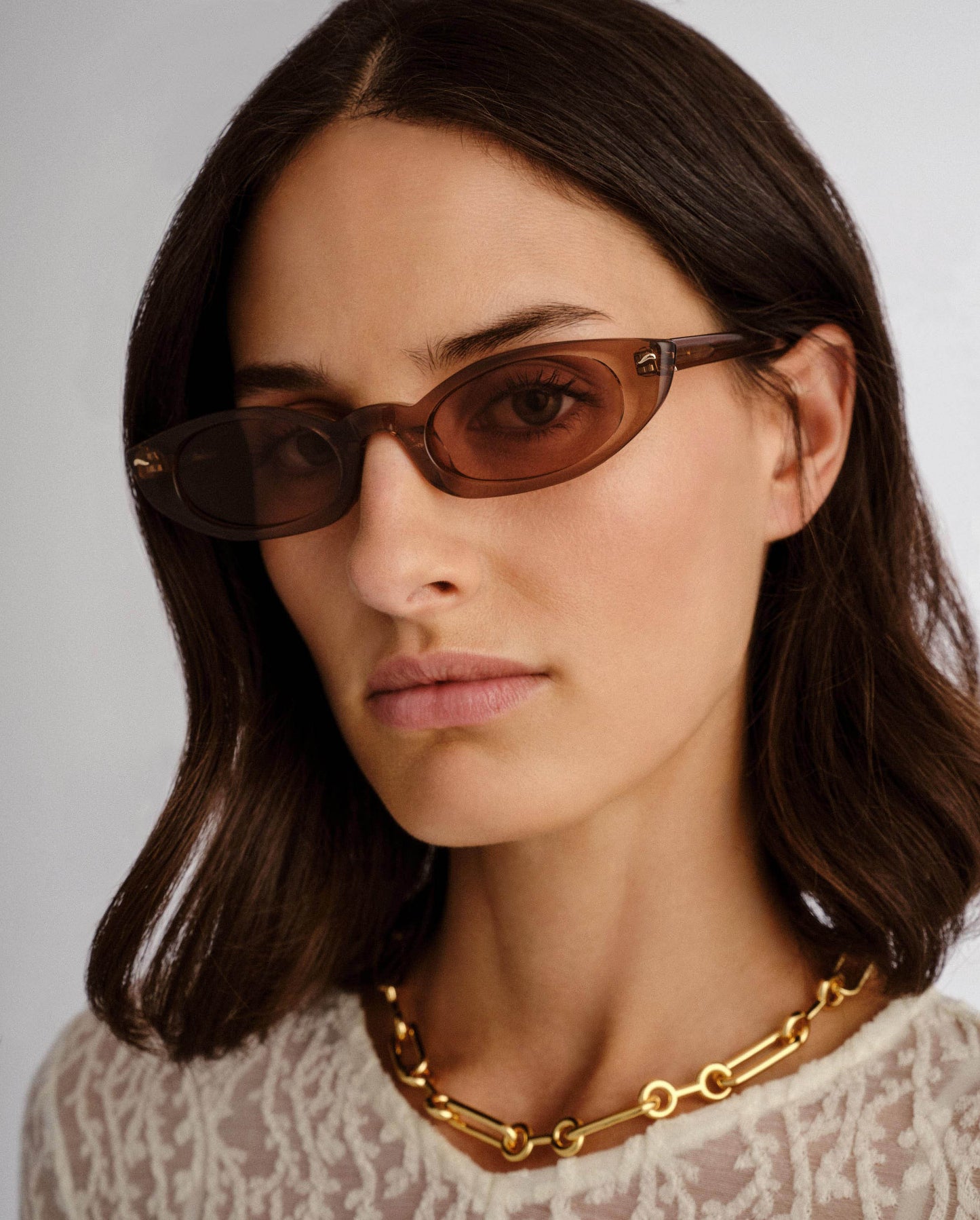 The Tortue Crystal Coffee Female Cat-Eye Sunglasses | Luv Lou