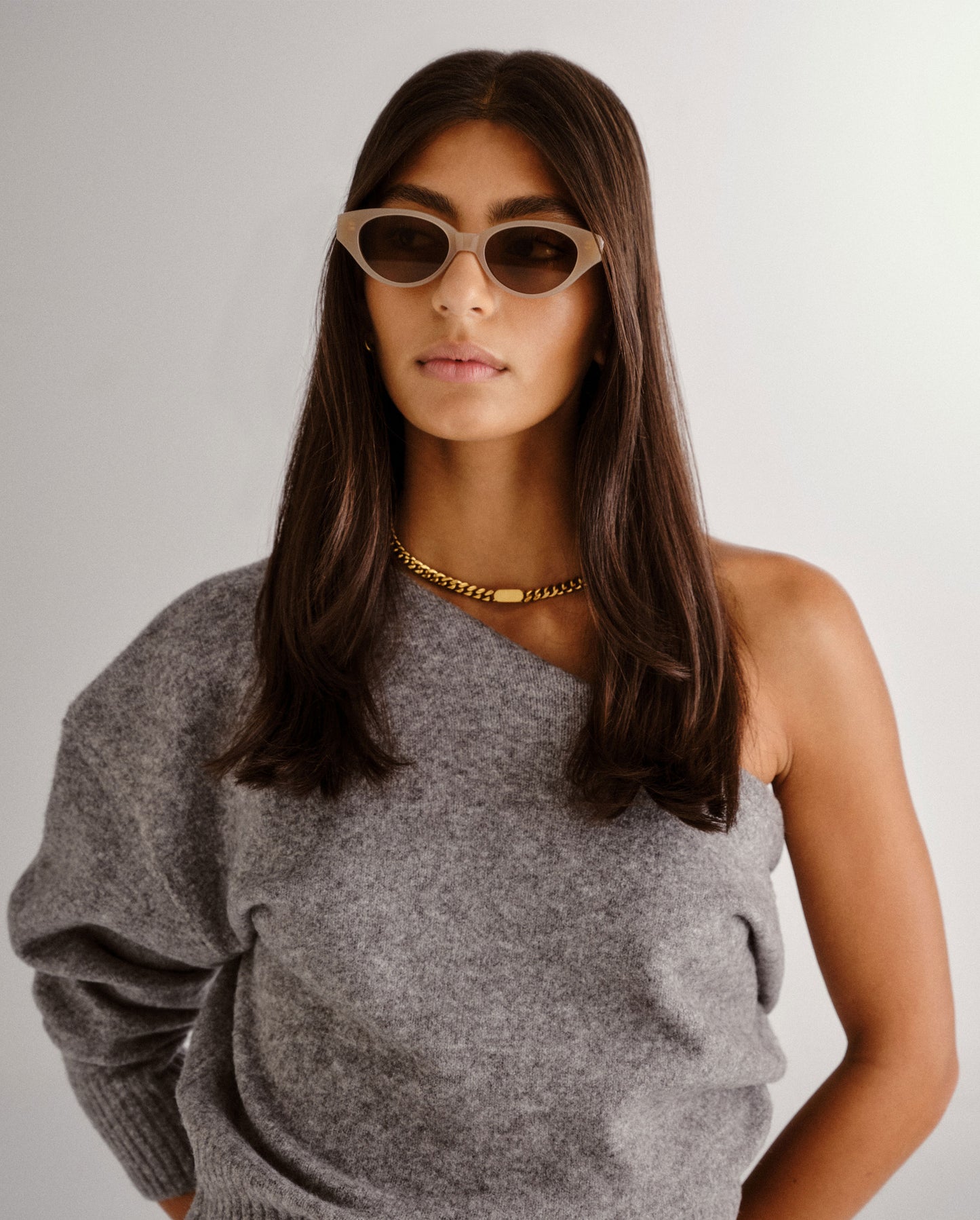 The Lakey Beige Female Cat-Eye Sunglasses | Luv Lou