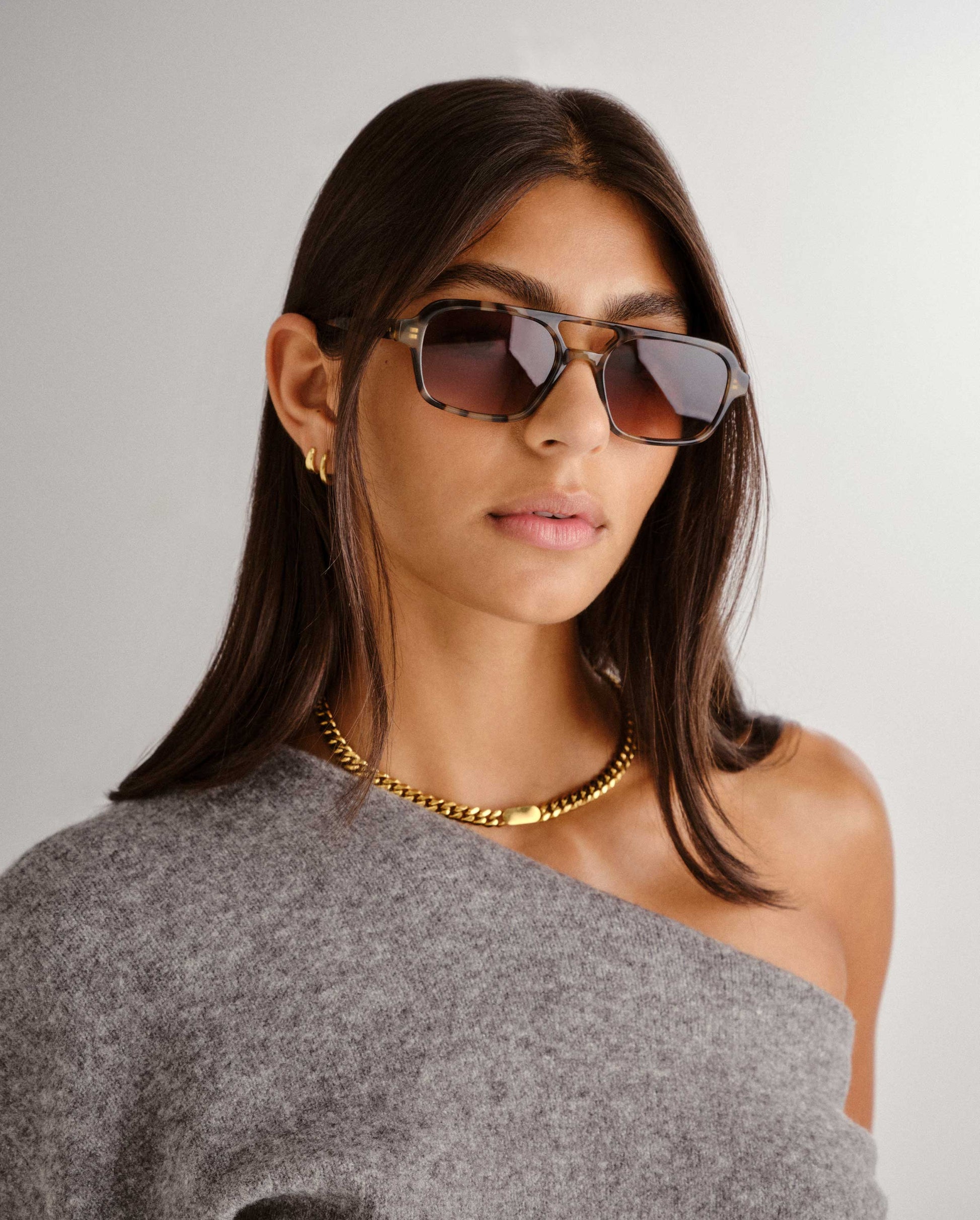 The Dusty Mocha Tort Female Aviator Sunglasses | Luv Lou