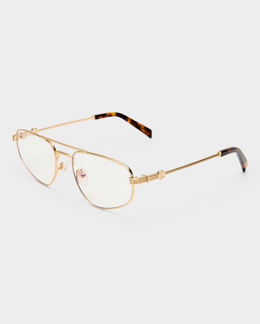 The Harvey Brushed Gold Female Aviator Blue Light | Luv Lou