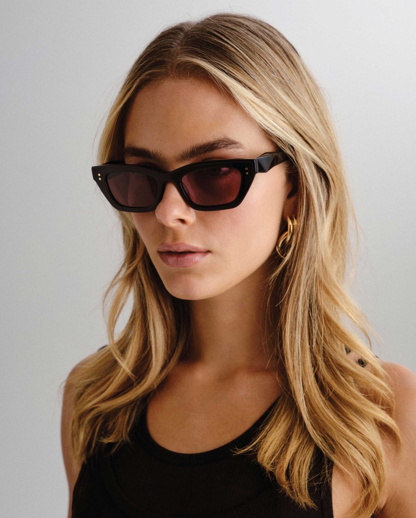 The Ru Black Female Cat-Eye Sunglasses | Luv Lou