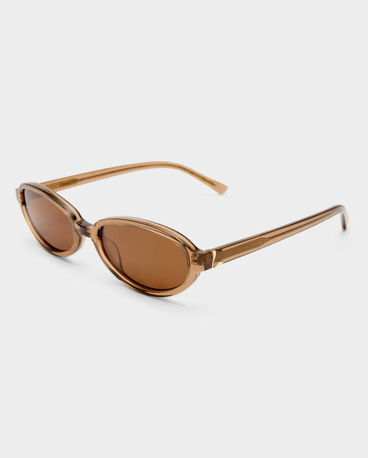The Olive Chocolate Crystal Female Oval Sunglasses | Luv Lou