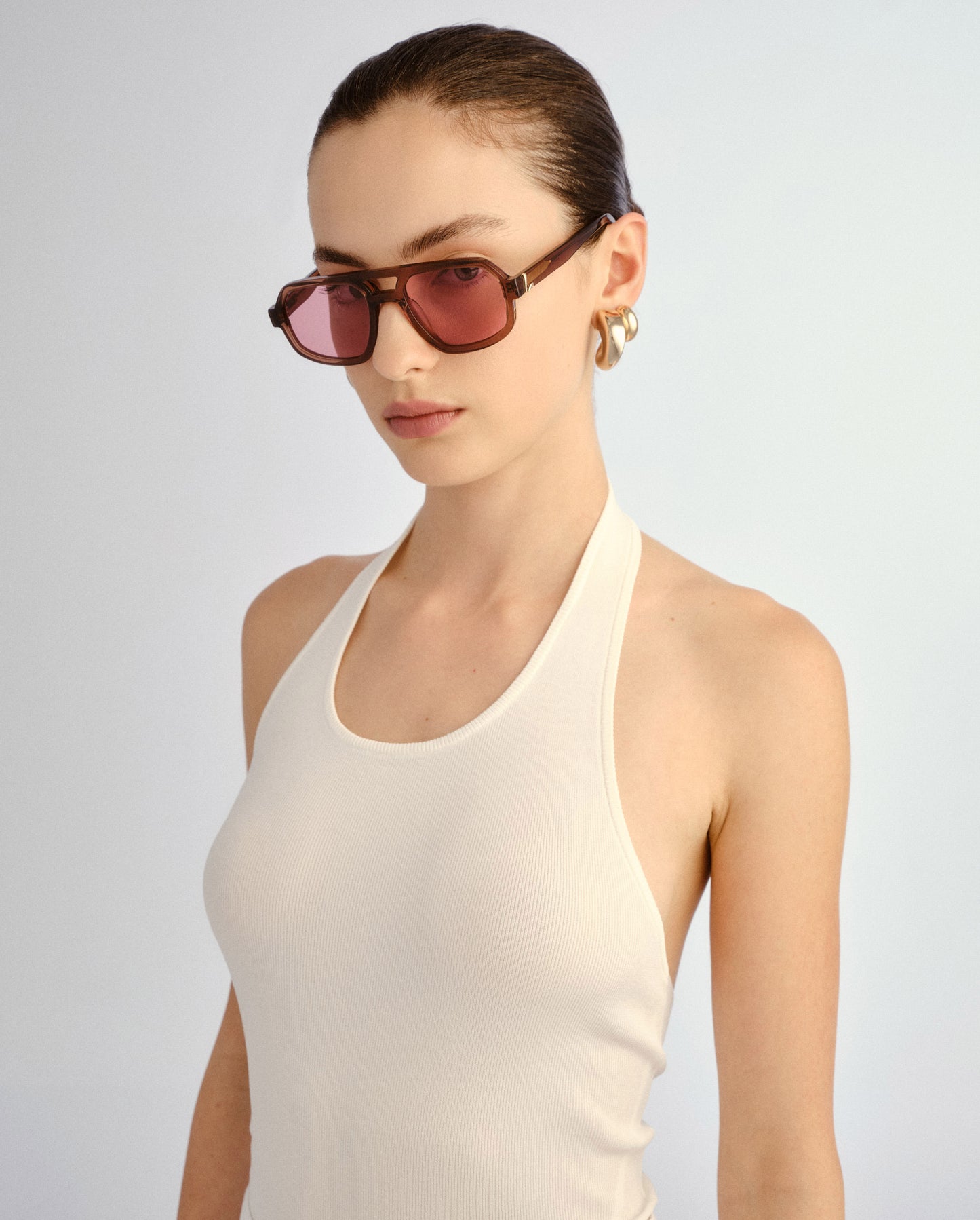 The Banks Crystal Burgundy Female Aviator Sunglasses | Luv Lou