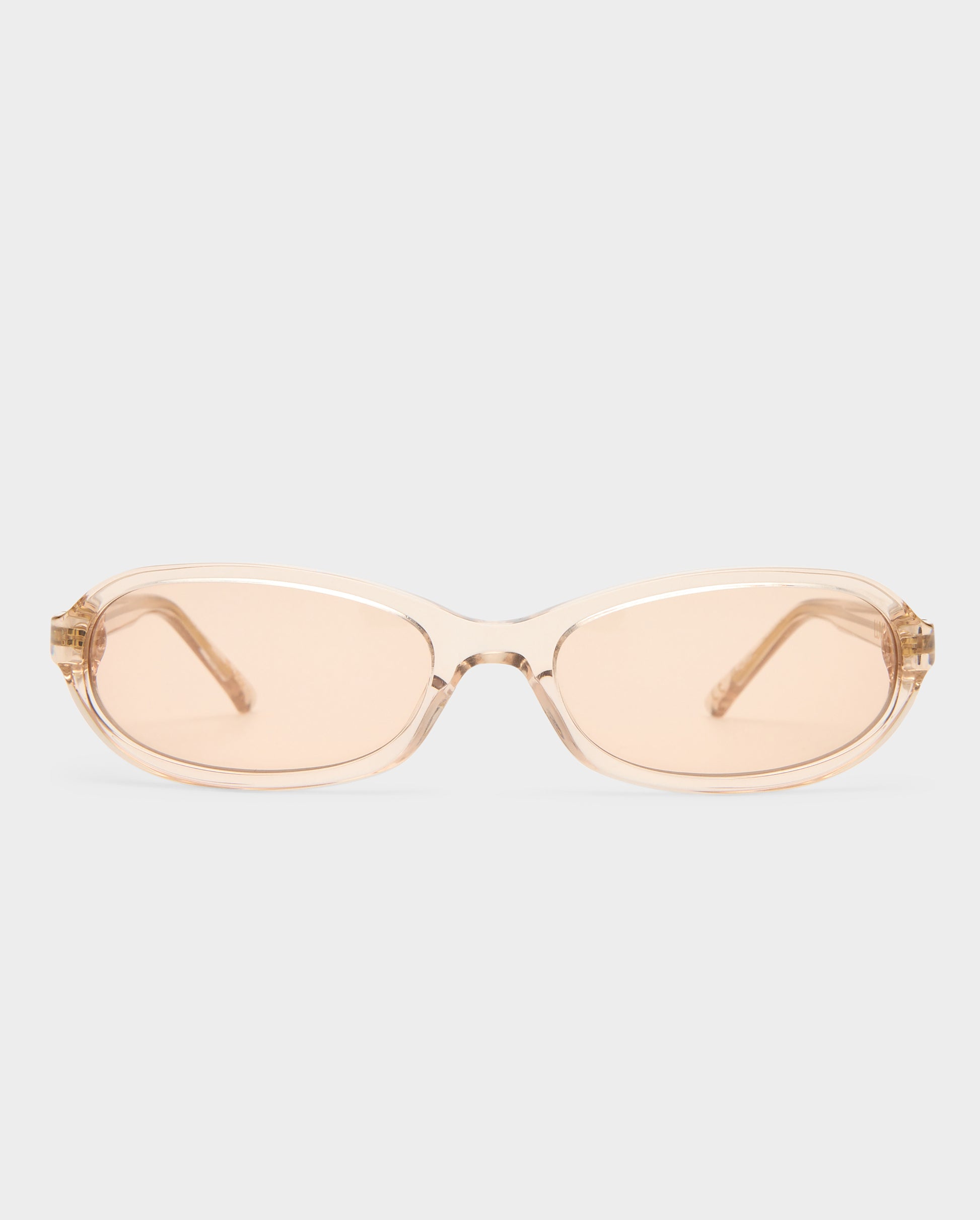 The Elcie Gloss Beige Female Oval Sunglasses | Luv Lou