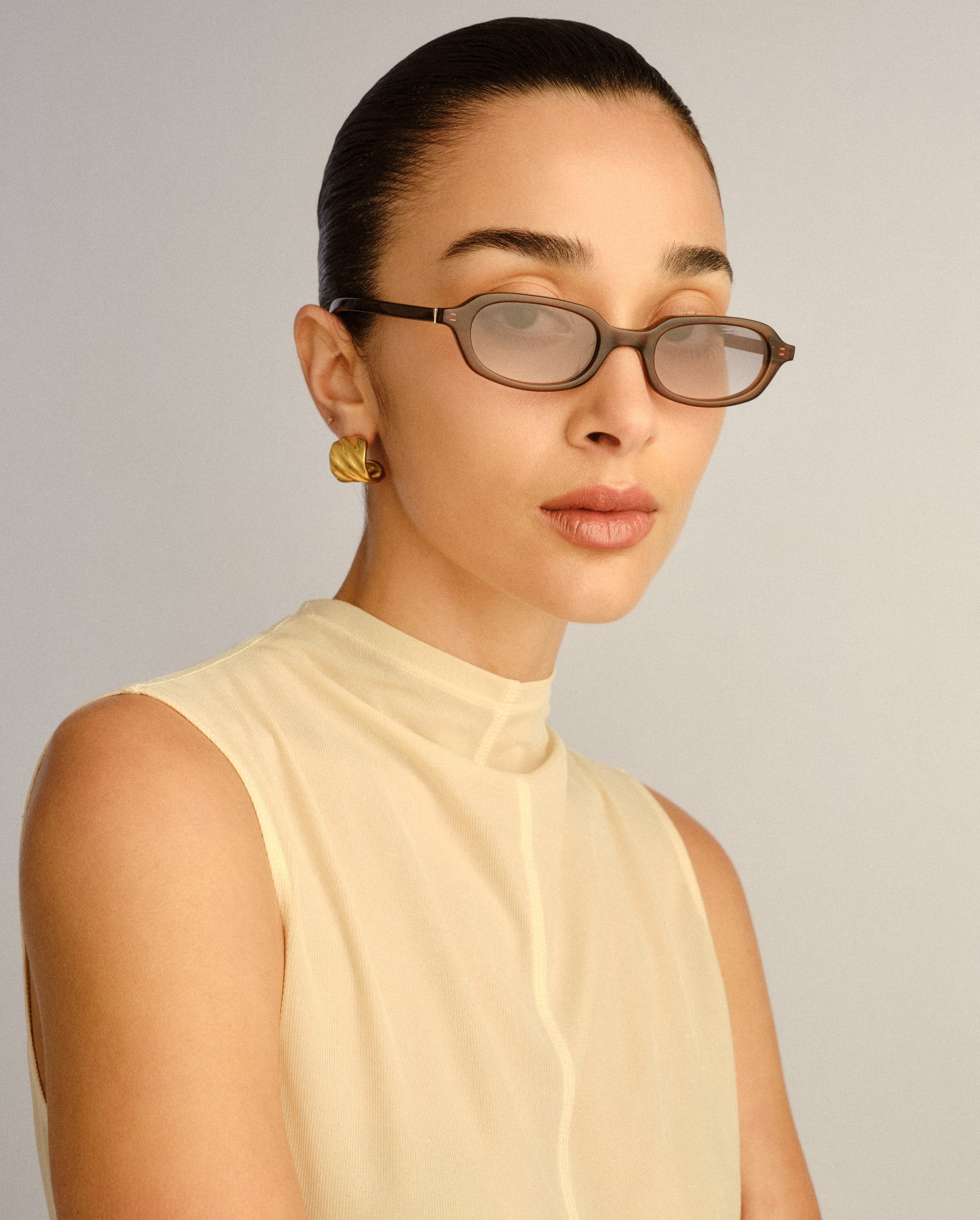 The Mimi Crystal Amber Female Rectangle Sunglasses | Luv Lou