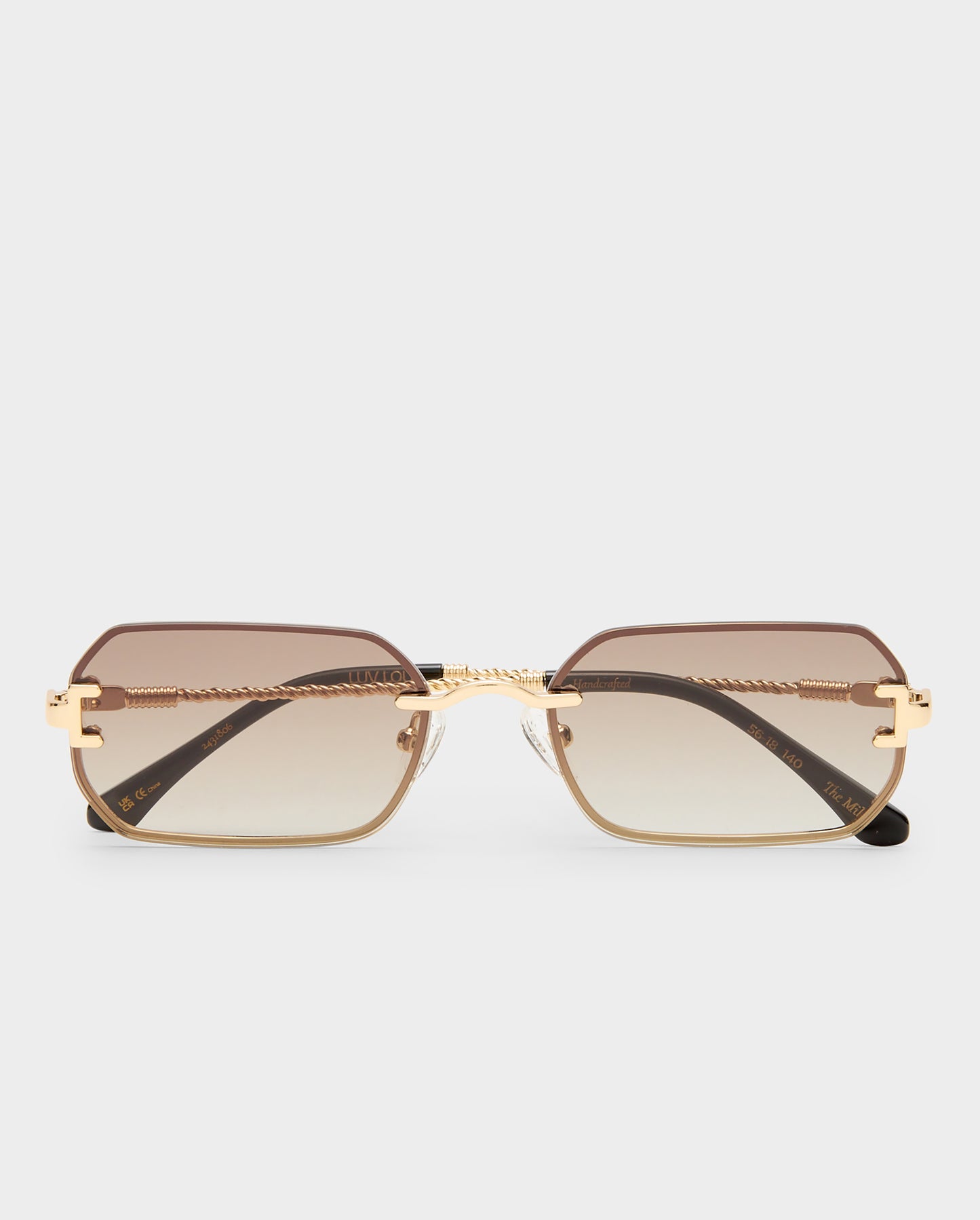 The Mila Gold Female Rectangle Sunglasses | Luv Lou