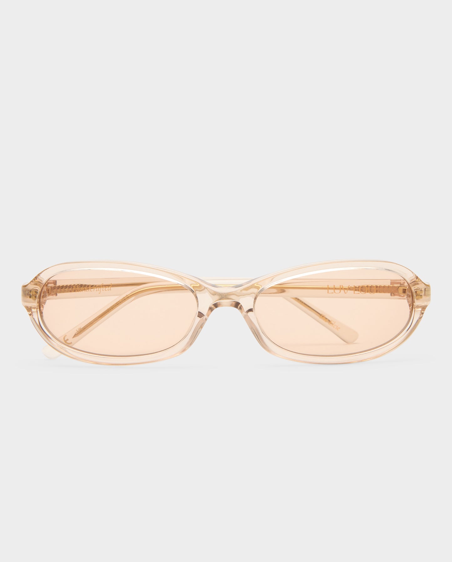 The Elcie Gloss Beige Female Oval Sunglasses | Luv Lou