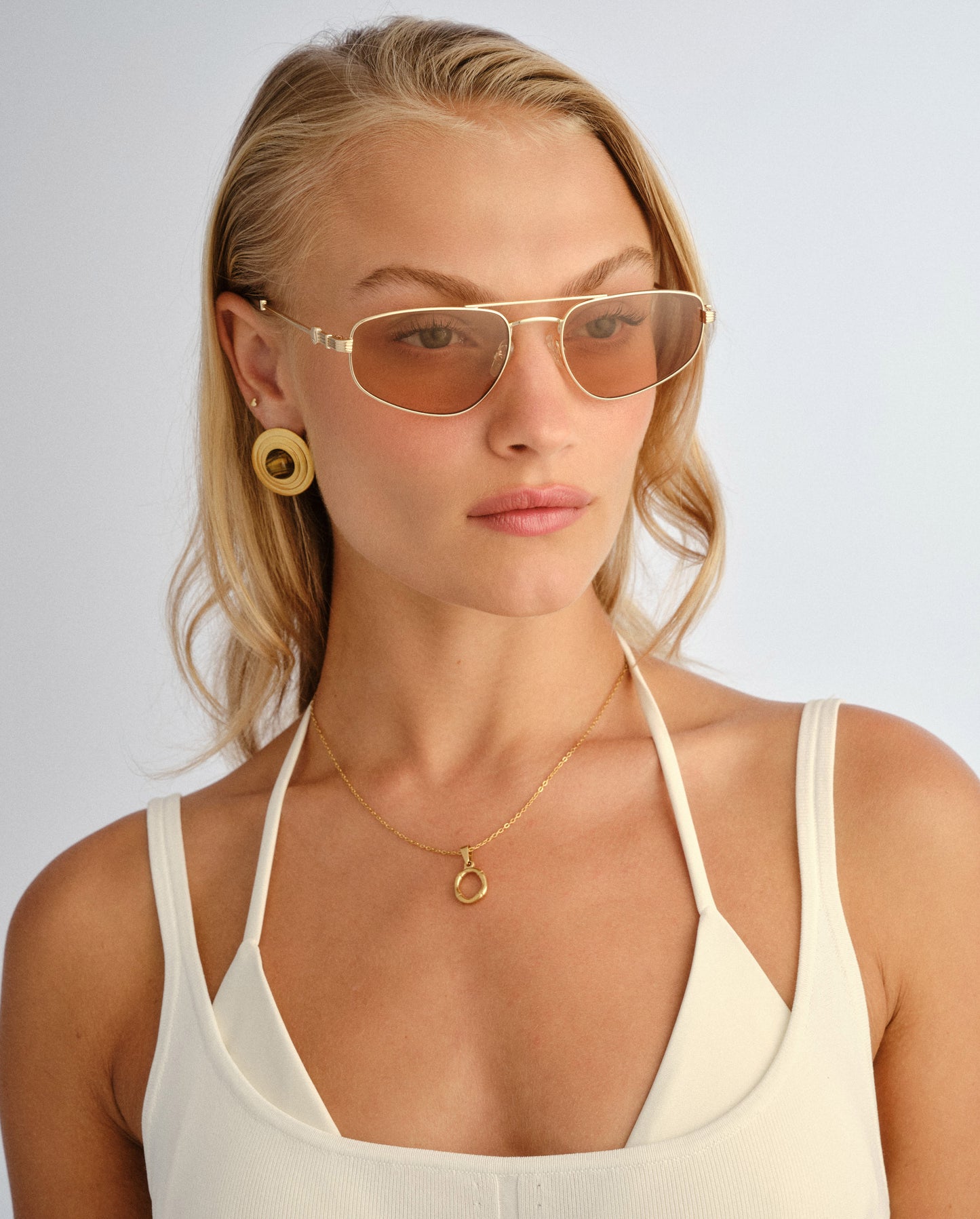 The Harvey Gold Female Aviator Sunglasses | Luv Lou