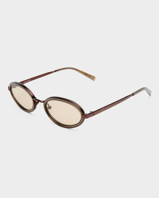 The Sage Bronze Female Oval Sunglasses | Luv Lou