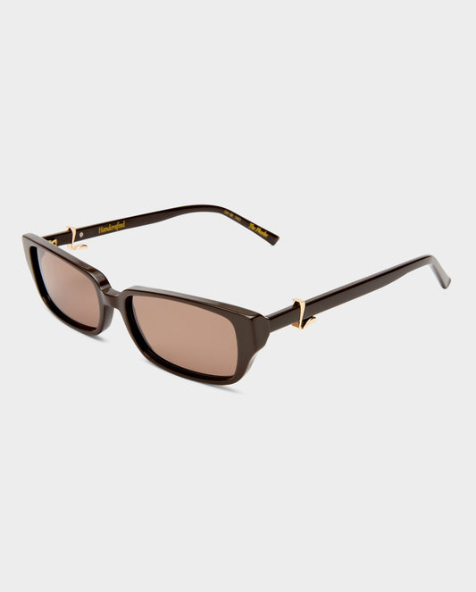 The Phoebe Dark Chocolate Female Rectangle Sunglasses | Luv Lou