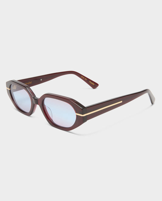 The Frankie Burgundy Female Rectangle Sunglasses | Luv Lou