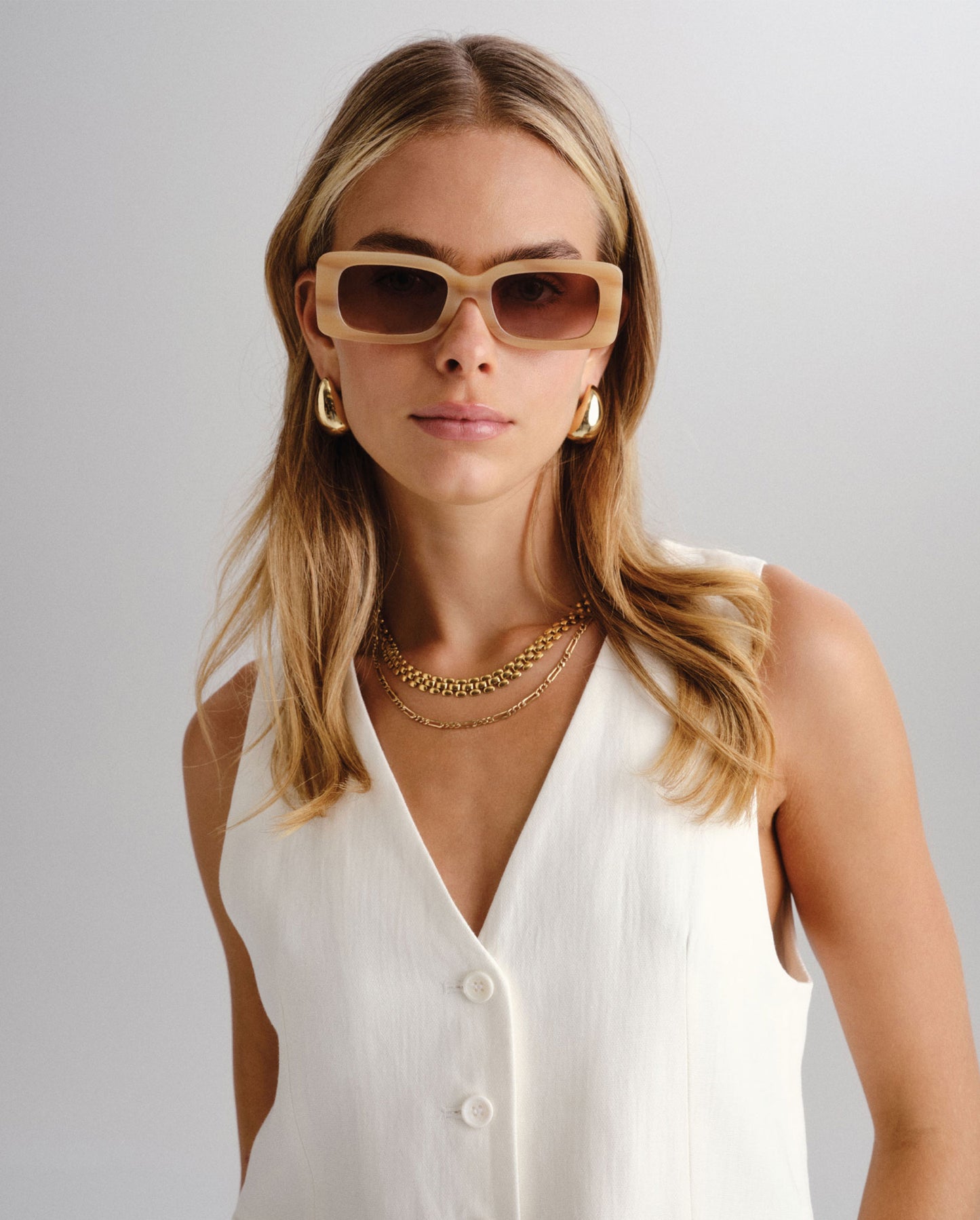 The Margot Oat Female Rectangle Sunglasses | Luv Lou