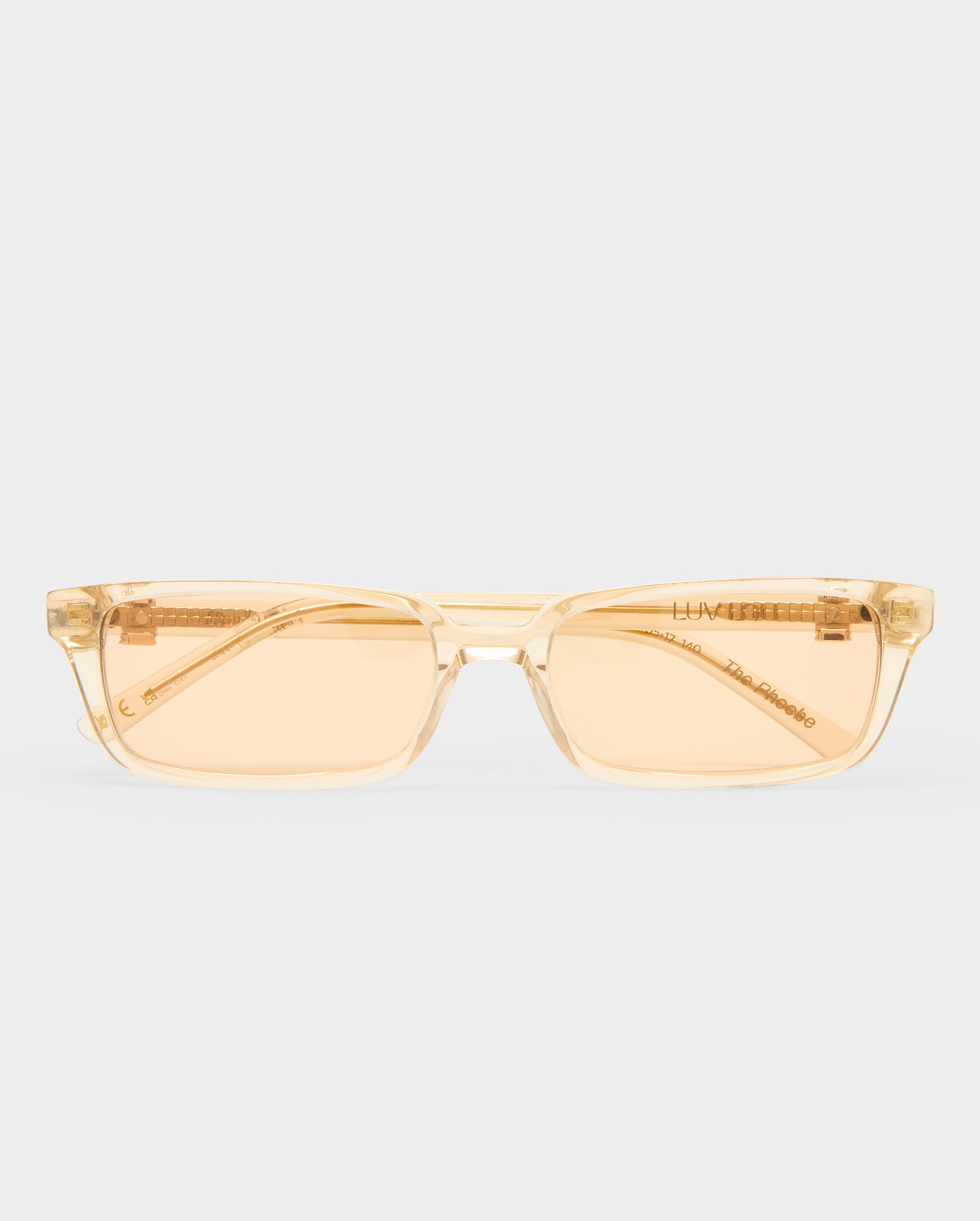 The Phoebe Luxe Peach Nude Female Rectangle Sunglasses | Luv Lou
