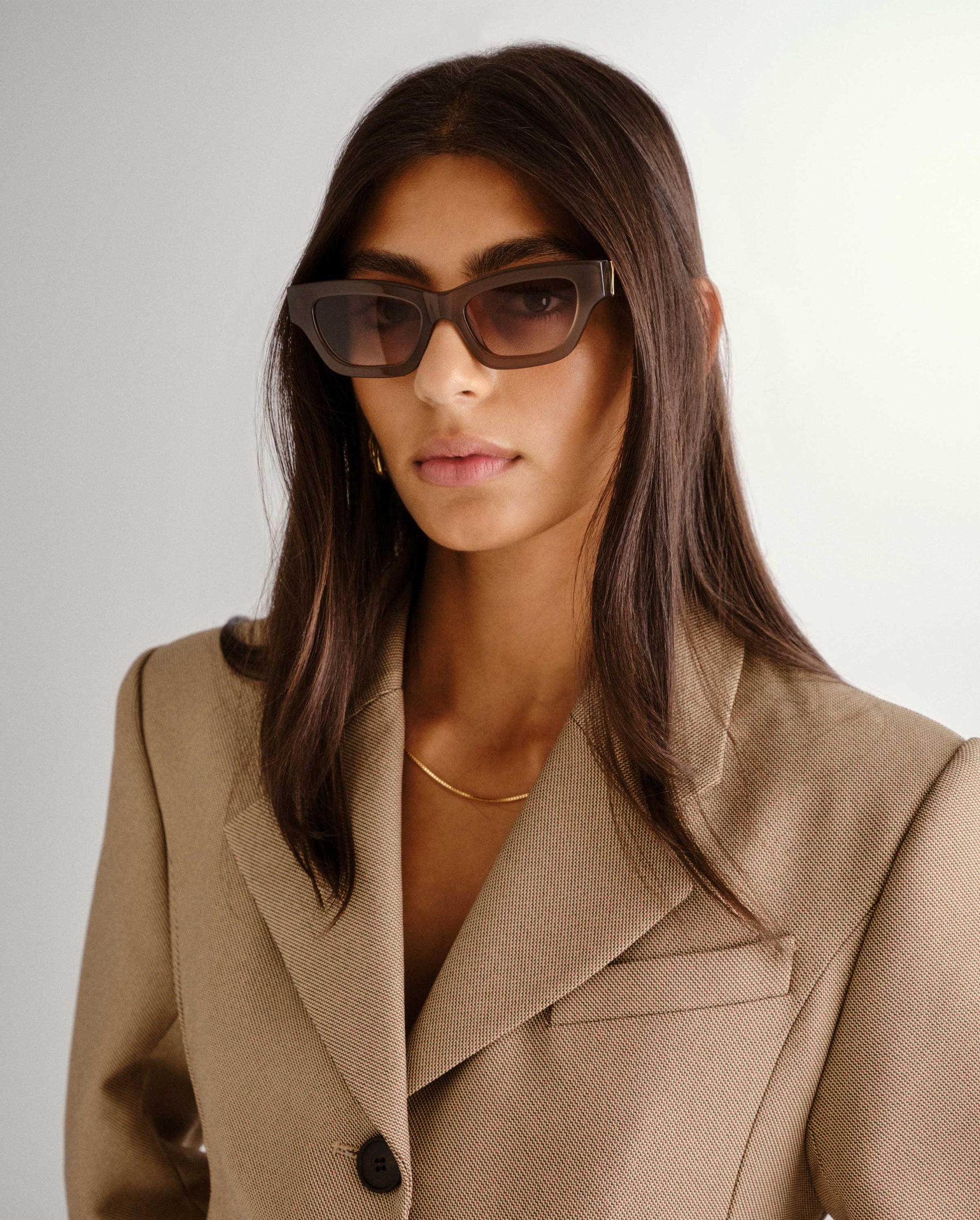 The Carmel Taupe Female Cat-Eye Sunglasses | Luv Lou