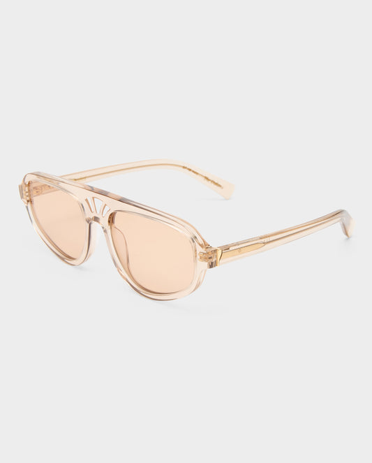 The Dakota Gloss Beige Female Aviator Sunglasses | Luv Lou