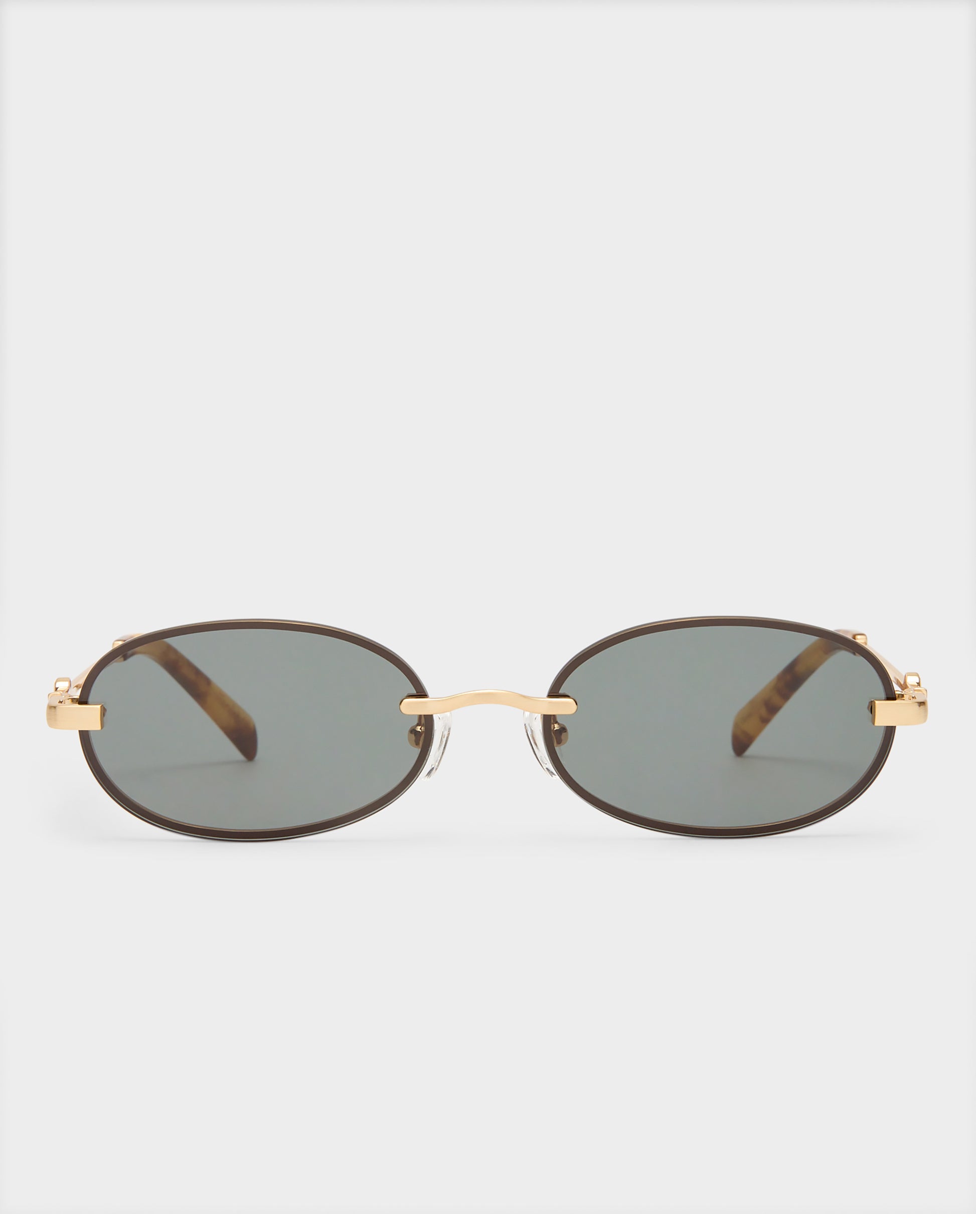 The Jean Brushed Gold Female Oval Sunglasses | Luv Lou