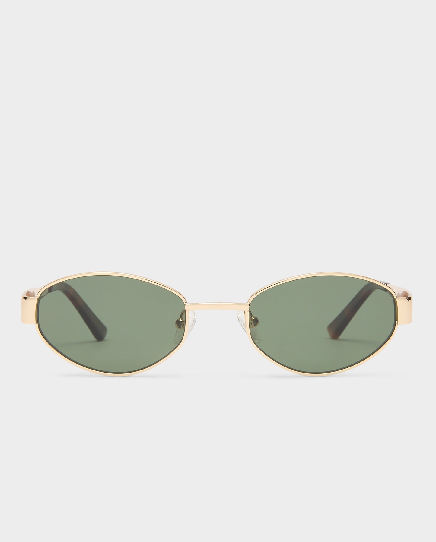 The Boston Shiny Gold Female Oval Sunglasses | Luv Lou