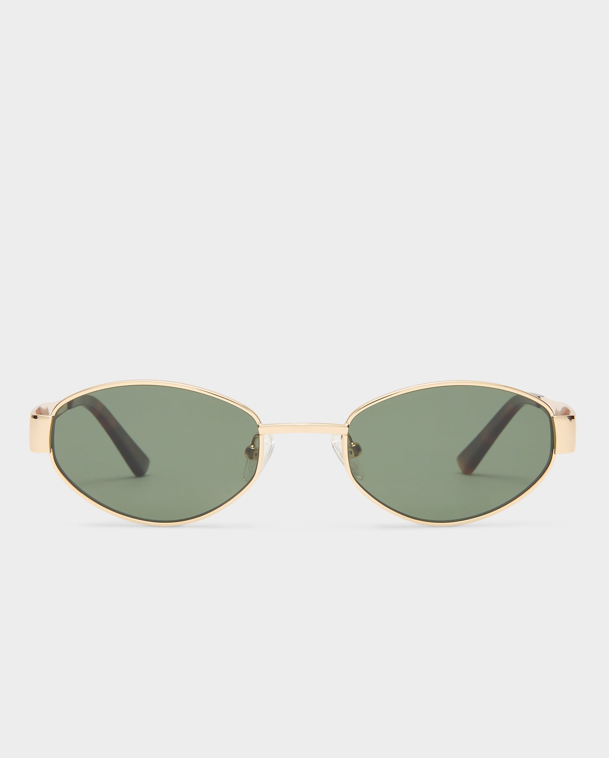 The Boston Shiny Gold Female Oval Sunglasses | Luv Lou