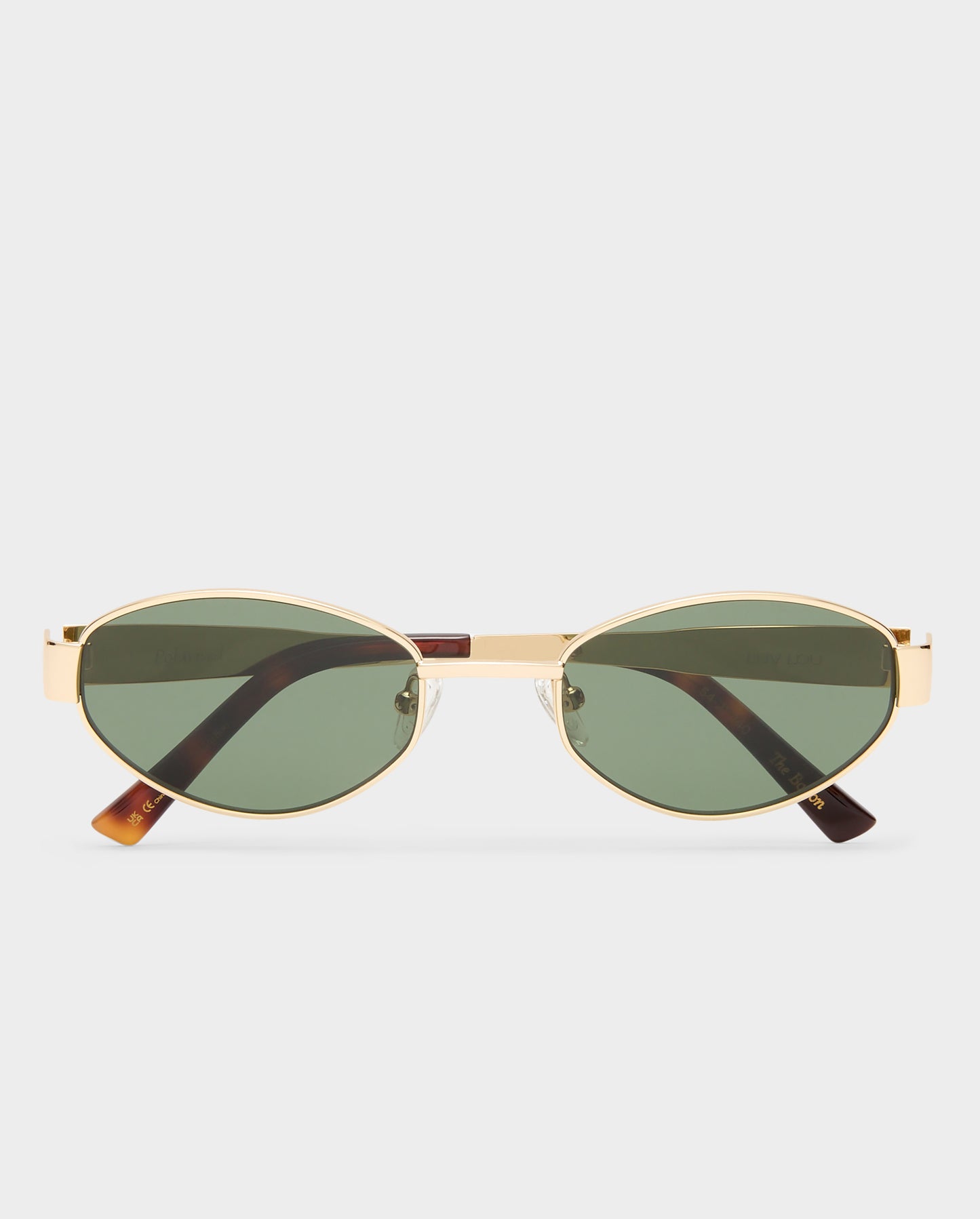 The Boston Shiny Gold Female Oval Sunglasses | Luv Lou