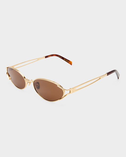 The Paloma Gold Female Oval Sunglasses | Luv Lou